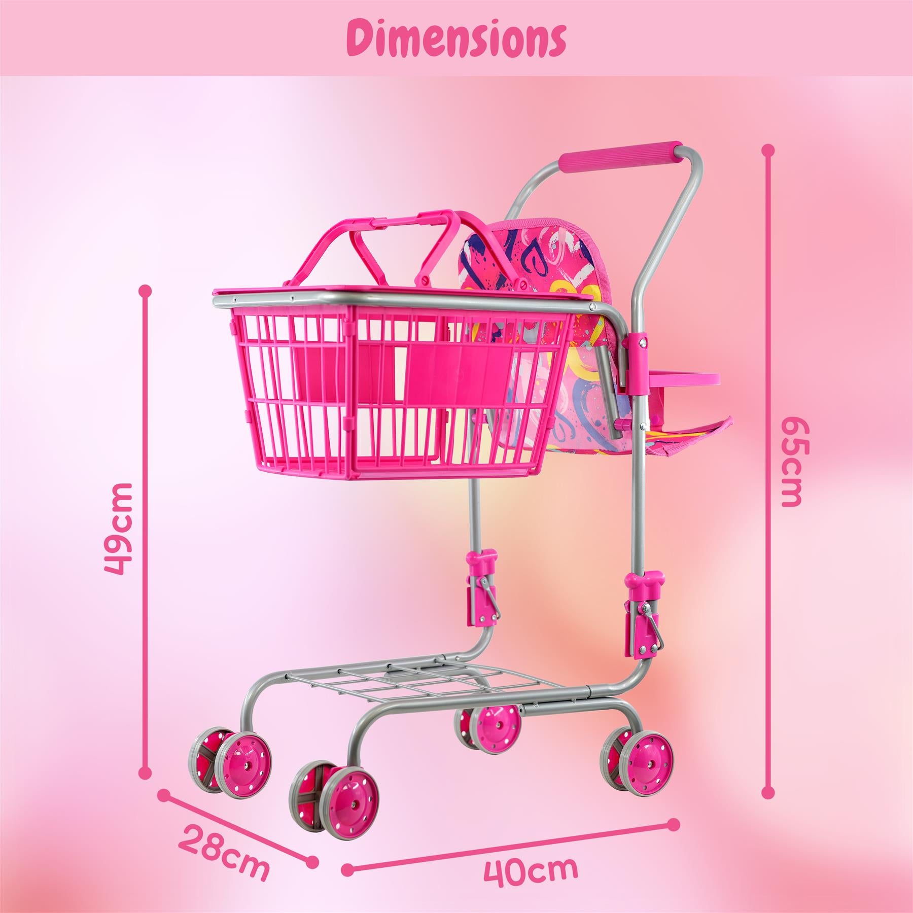 Kids Shopping Trolley with Removable Basket & Doll Seat by BiBi Doll - The Magic Toy Shop