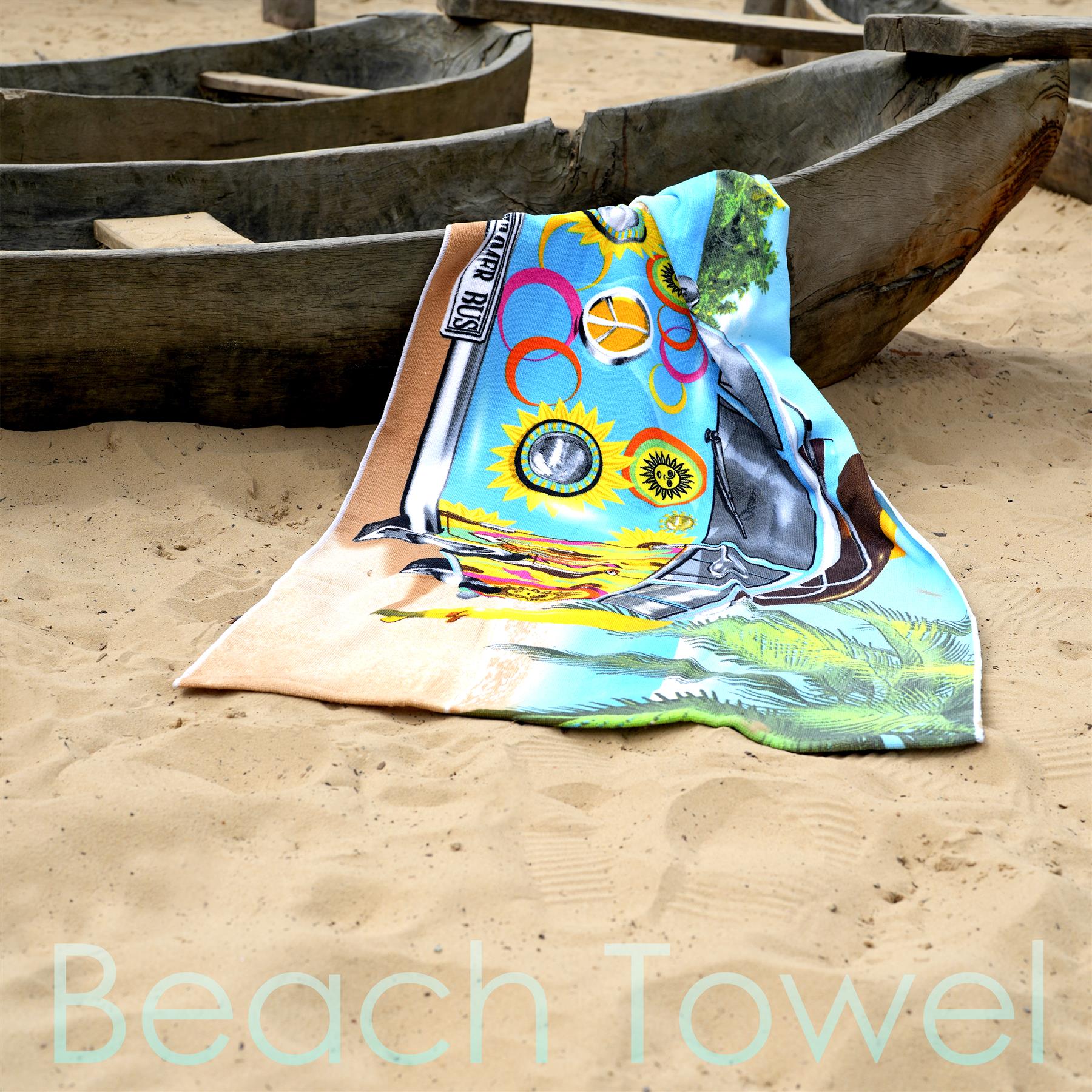 Blue Summer Bus Design Large Towel by Geezy - The Magic Toy Shop