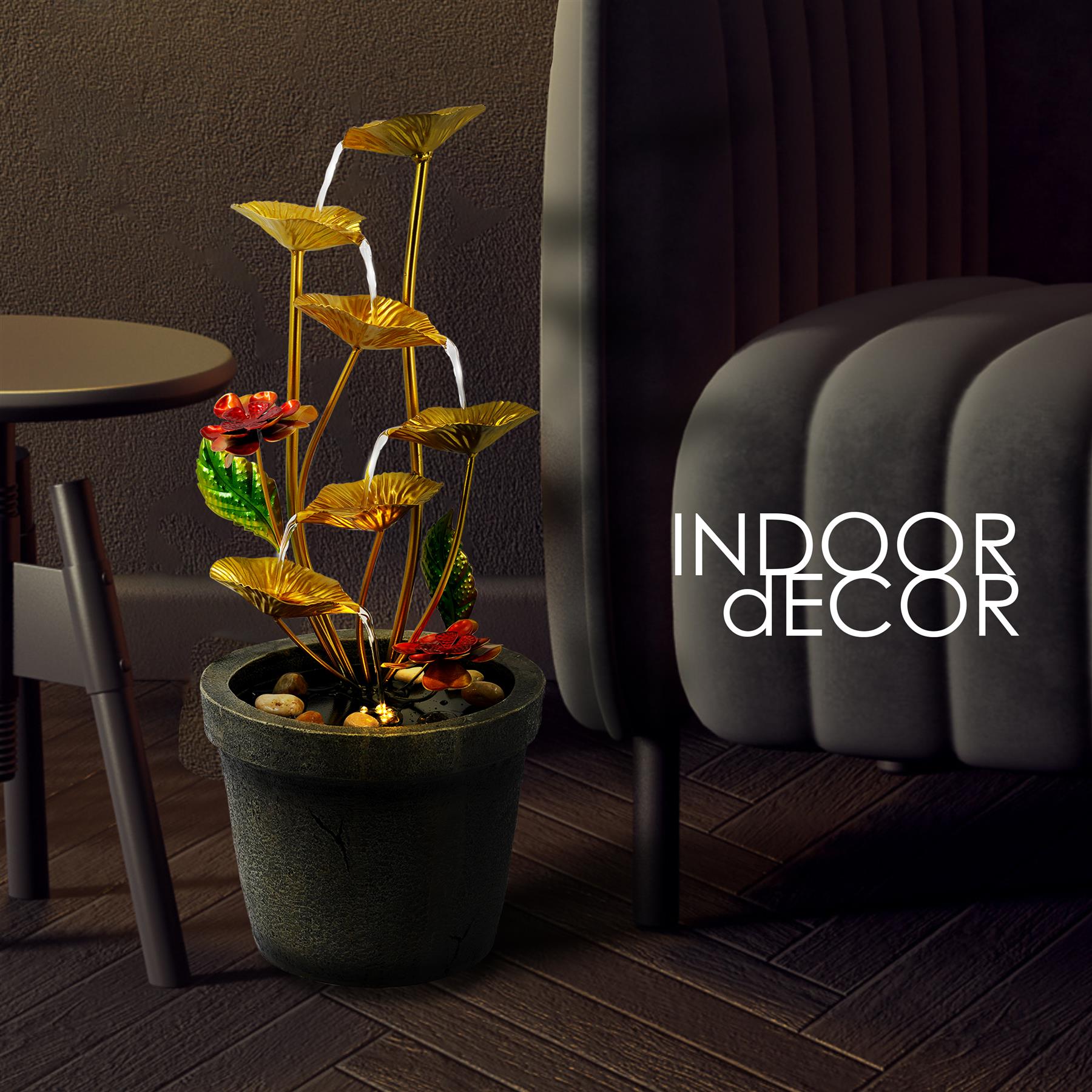 Metal Lotus Water Feature Outdoor With LED by GEEZY - The Magic Toy Shop