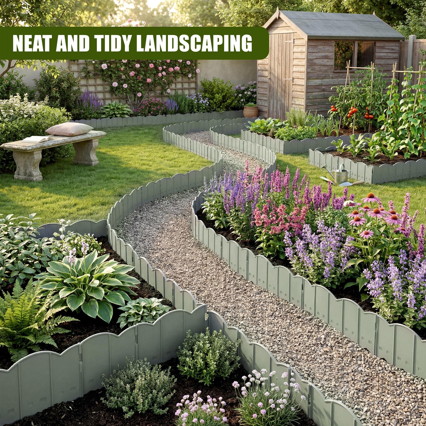 Pack of 12 Garden Edging Fence