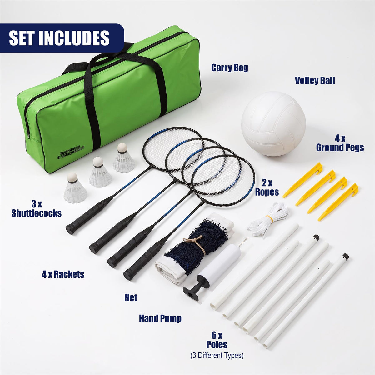 2-in-1 Complete Badminton and Volleyball Set