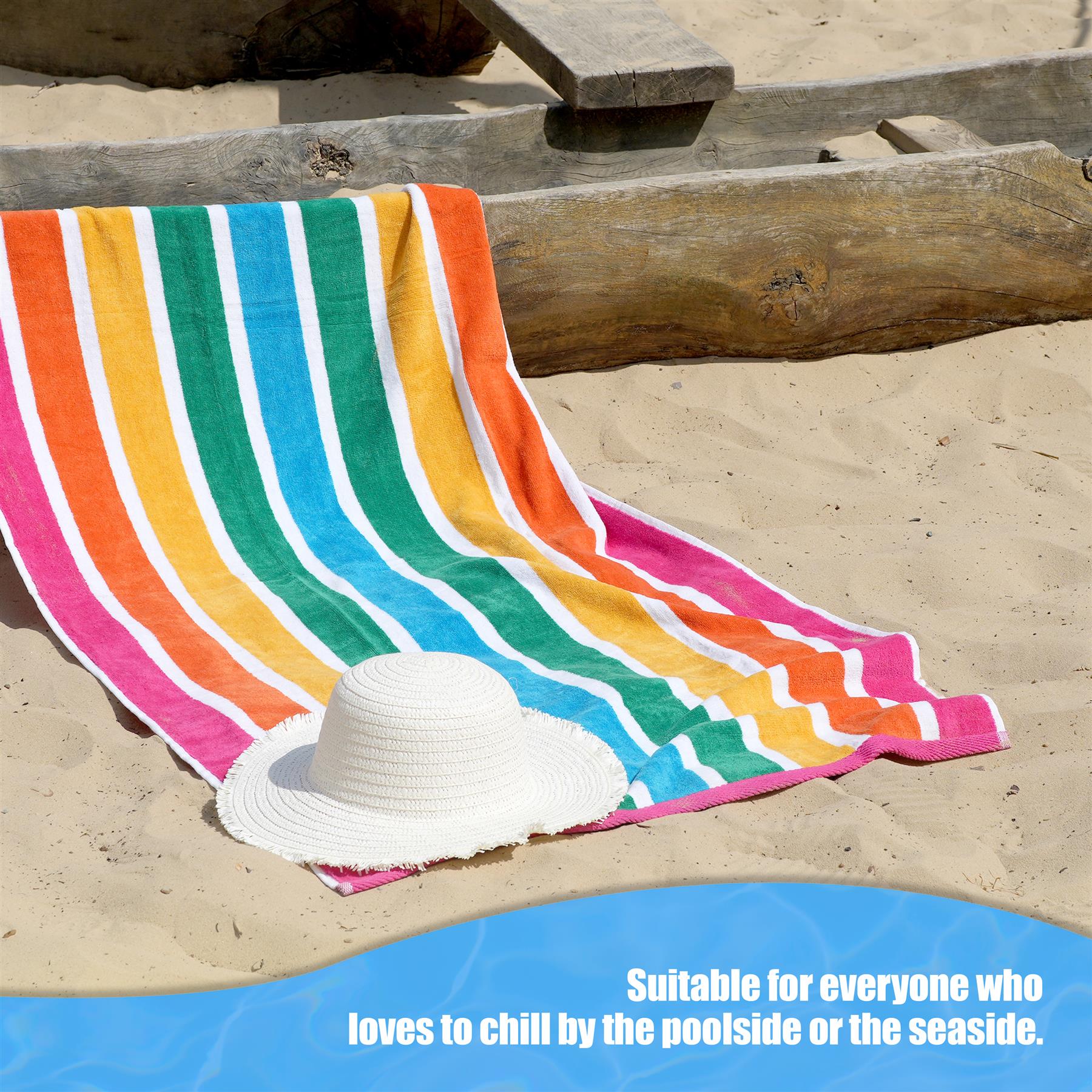 Large Velour Striped Beach Towel (Tropical Burst) by Geezy - The Magic Toy Shop