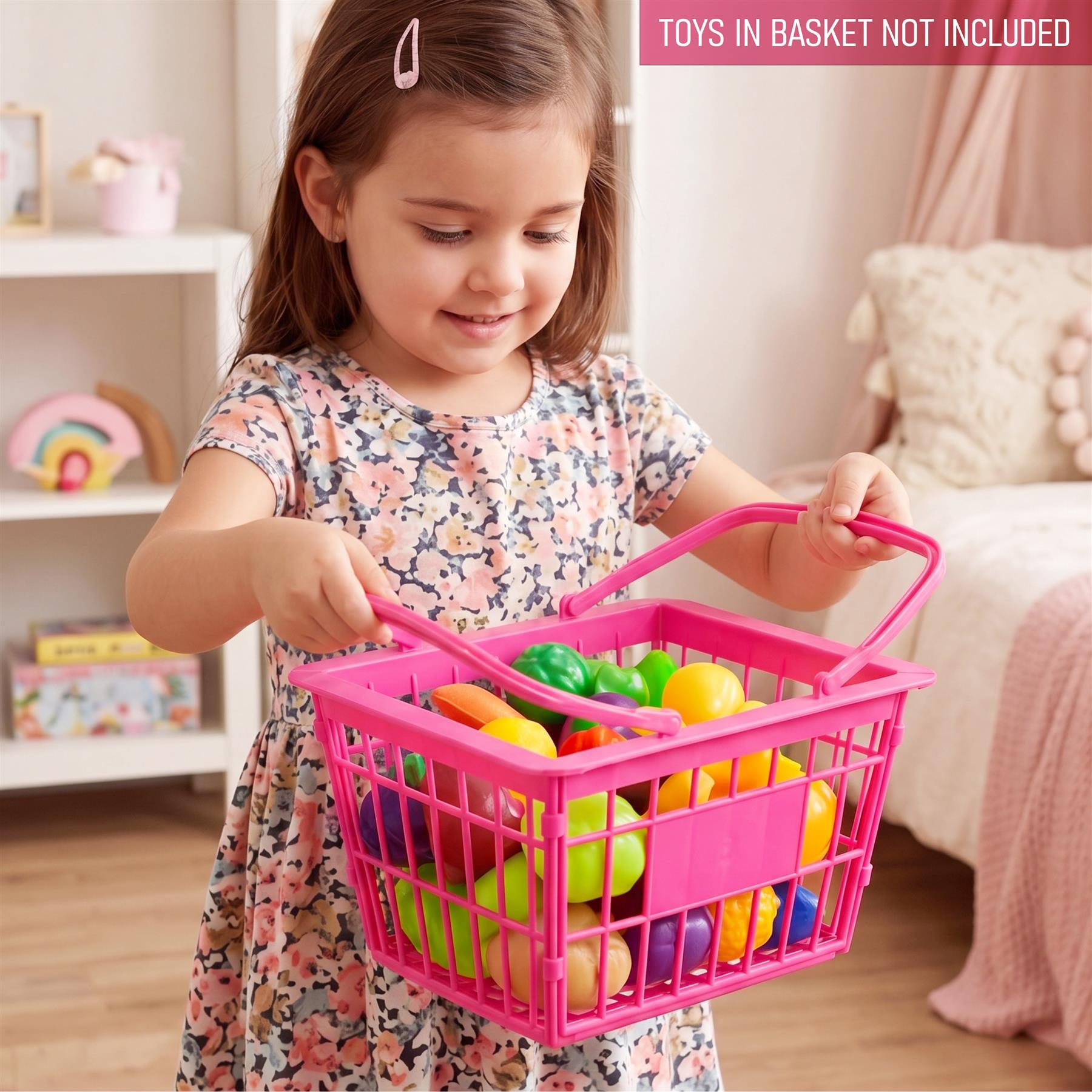 Kids Shopping Trolley with Basket & Doll Seat