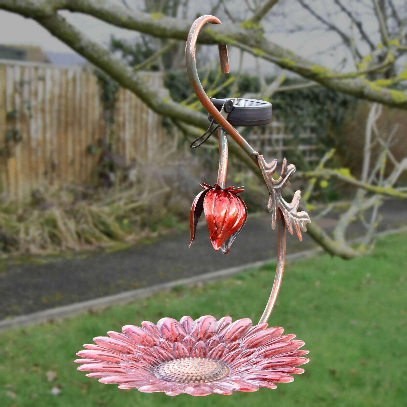 Solar LED Light Red Hanging Metal Bird Feeder by Geezy - The Magic Toy Shop
