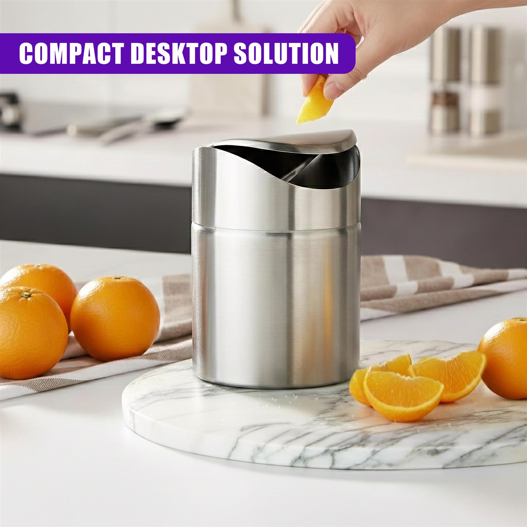 Stainless Steel Mini Swing Bin 1.5 L