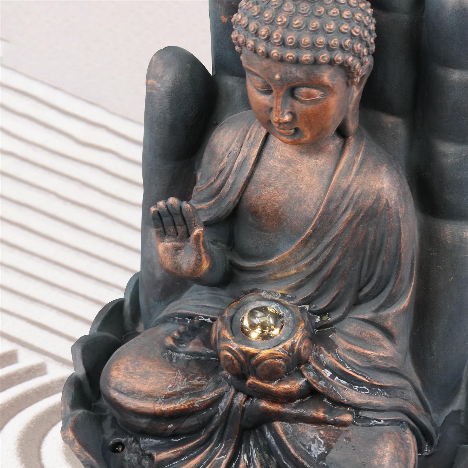 Palm Buddha Water Feature Outdoor With LED by GEEZY - The Magic Toy Shop