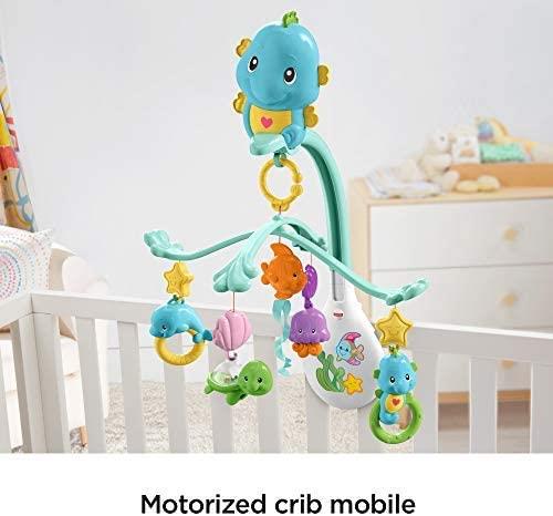 Fisher Price 3-in-1 Soothe and Play Seahorse Mobile, Baby Cot Mobile with Music and Sounds by Fisher Price - The Magic Toy Shop
