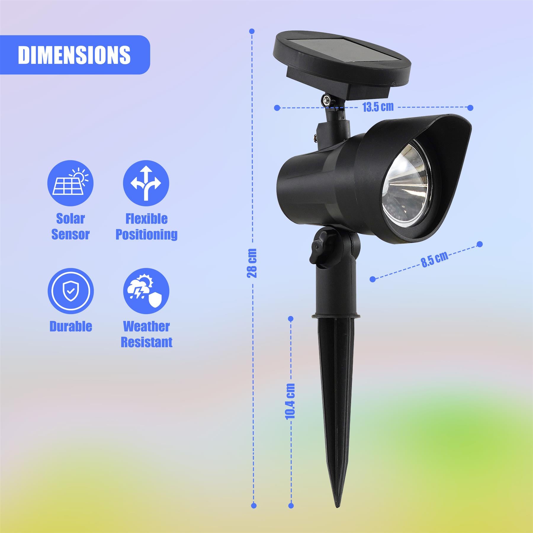 Adjustable Solar Spot Lights, Set of 2 – Warm White LED by GEEZY - The Magic Toy Shop