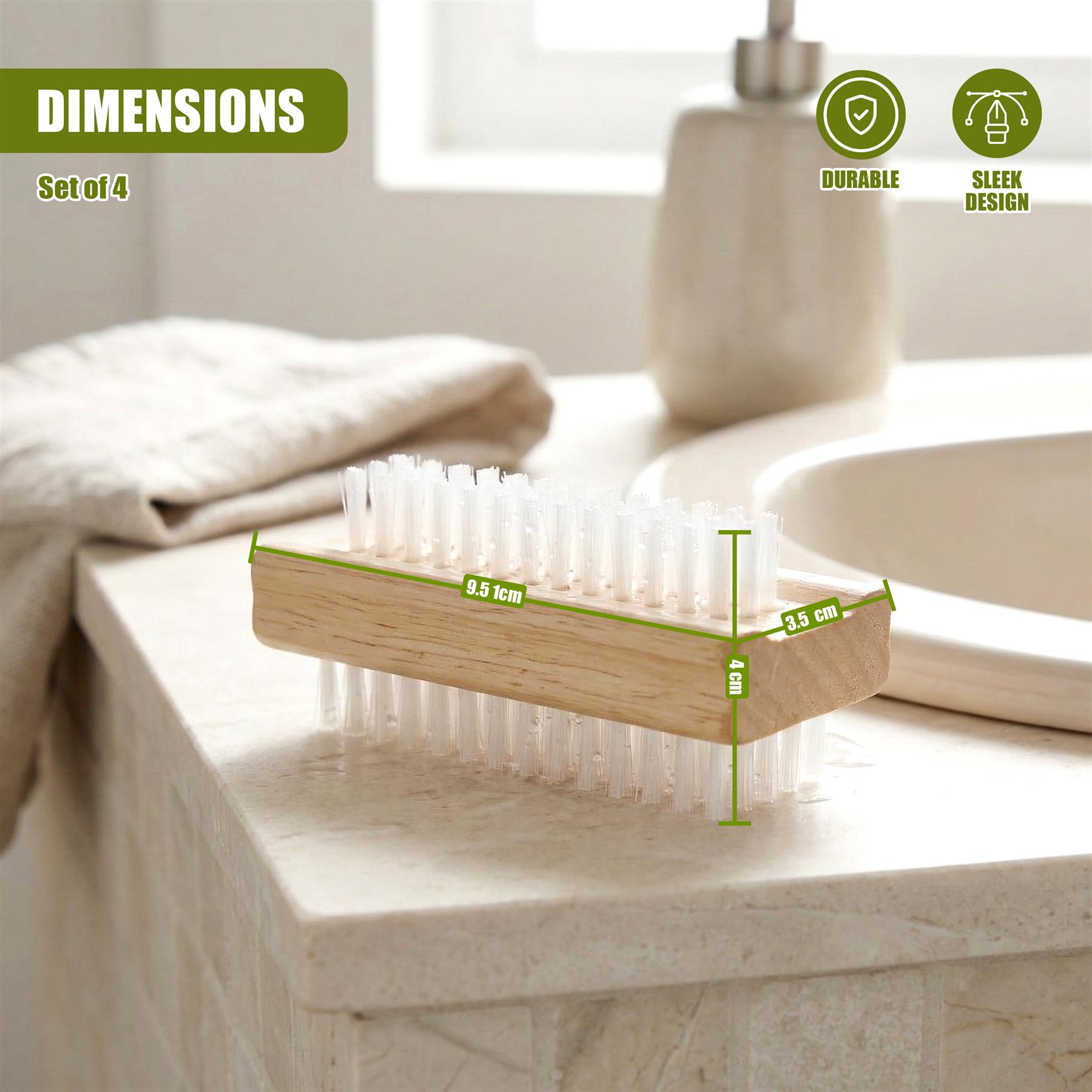Wooden Double Sided Nail Brushes with Firm Bristles
