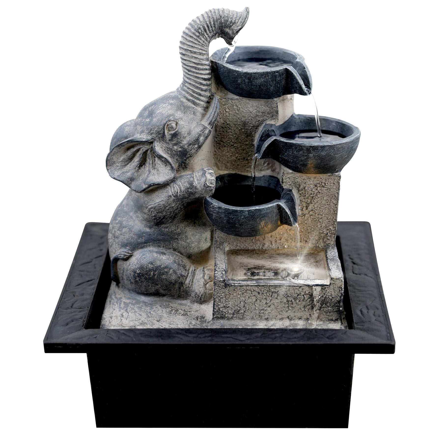 Elephant and Bowls Water Feature Indoor With LED by Geezy - The Magic Toy Shop