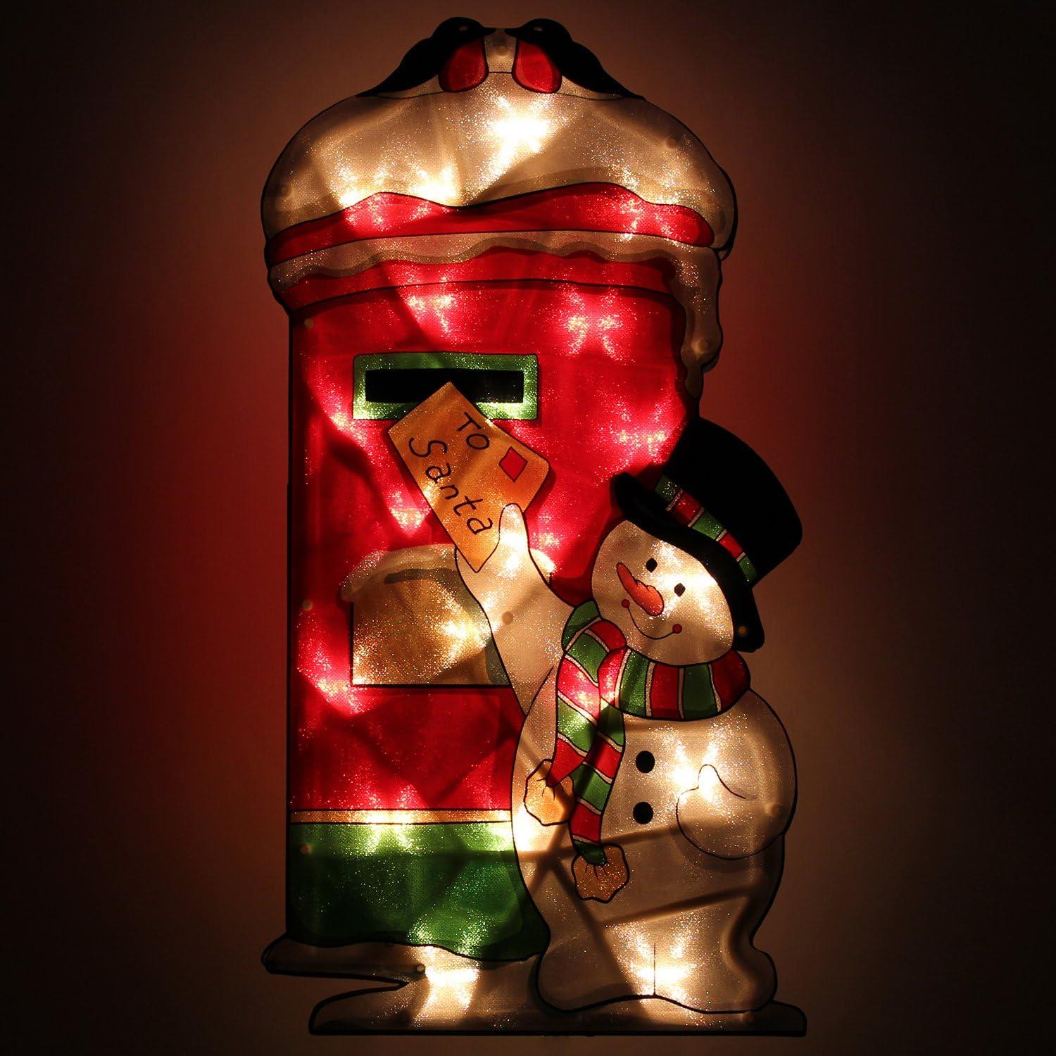 Christmas Silhouette Lights Postbox Snowman by GEEZY - The Magic Toy Shop