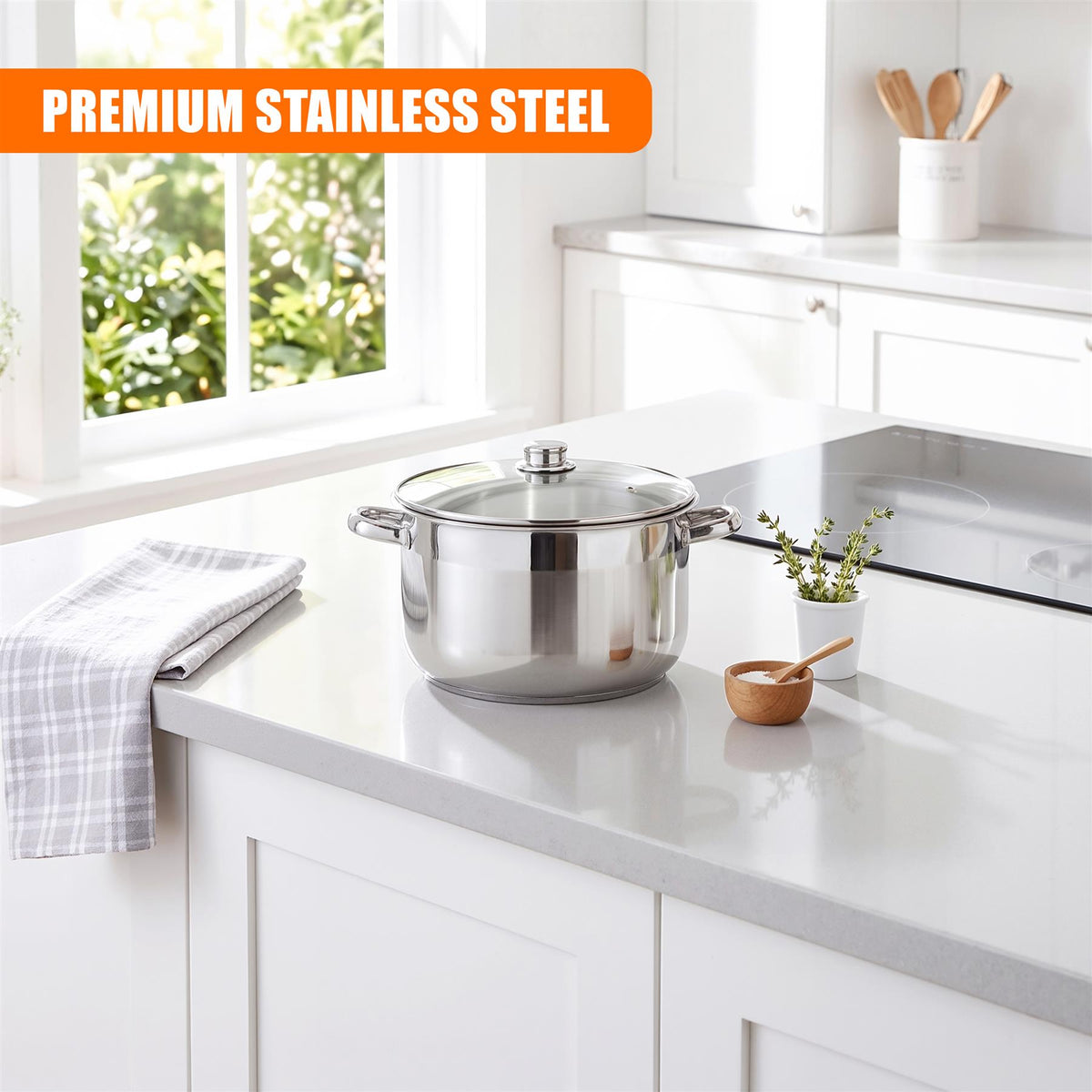 Stainless Steel Stock Pot with Lid - 5.7 L