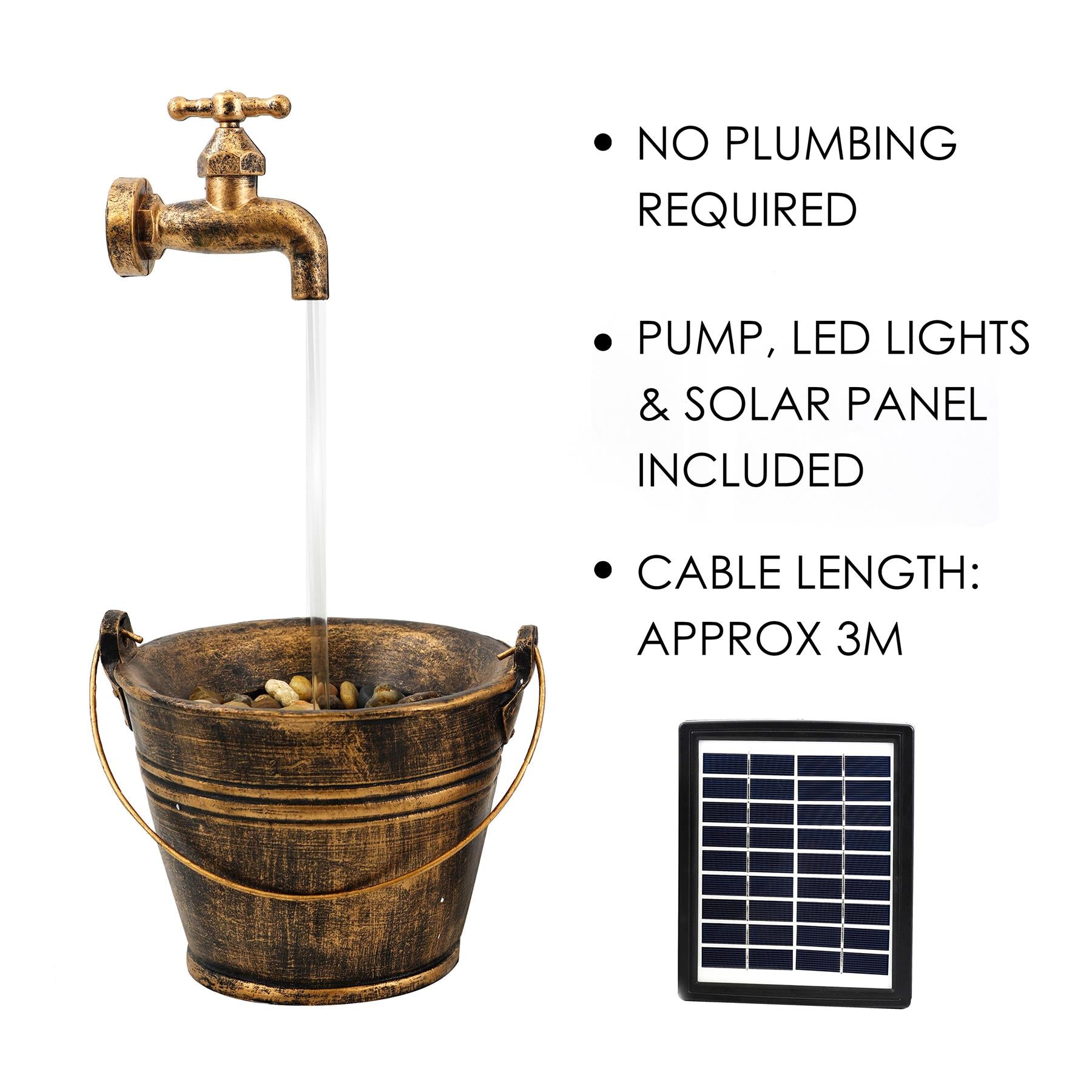 Tap Bucket Solar Water Feature Outdoor With LED by GEEZY - The Magic Toy Shop