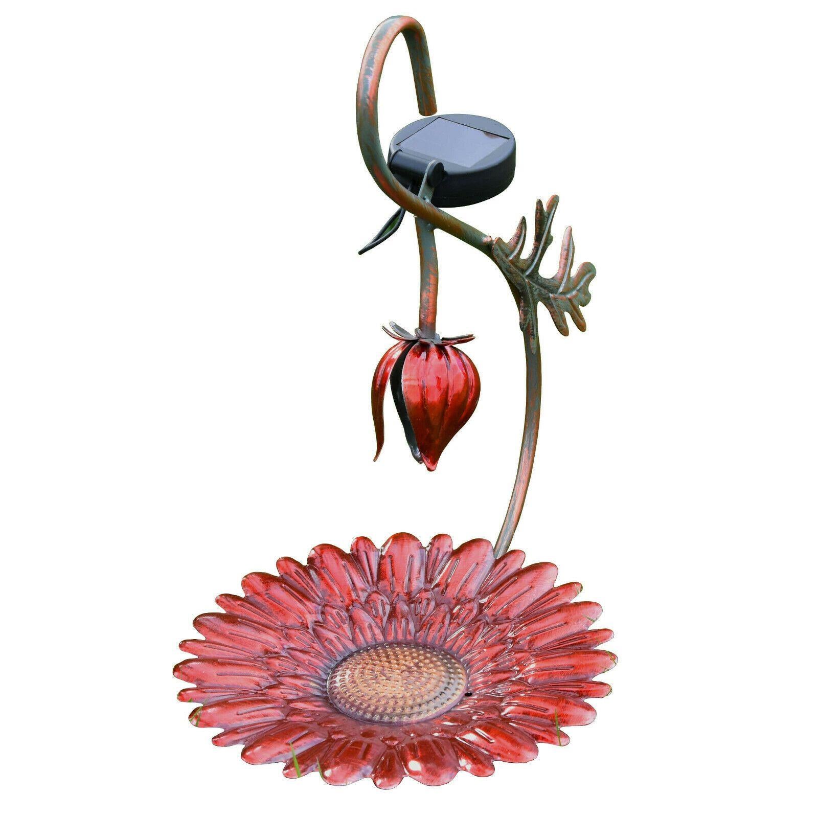 Solar LED Light Red Hanging Metal Bird Feeder by Geezy - The Magic Toy Shop