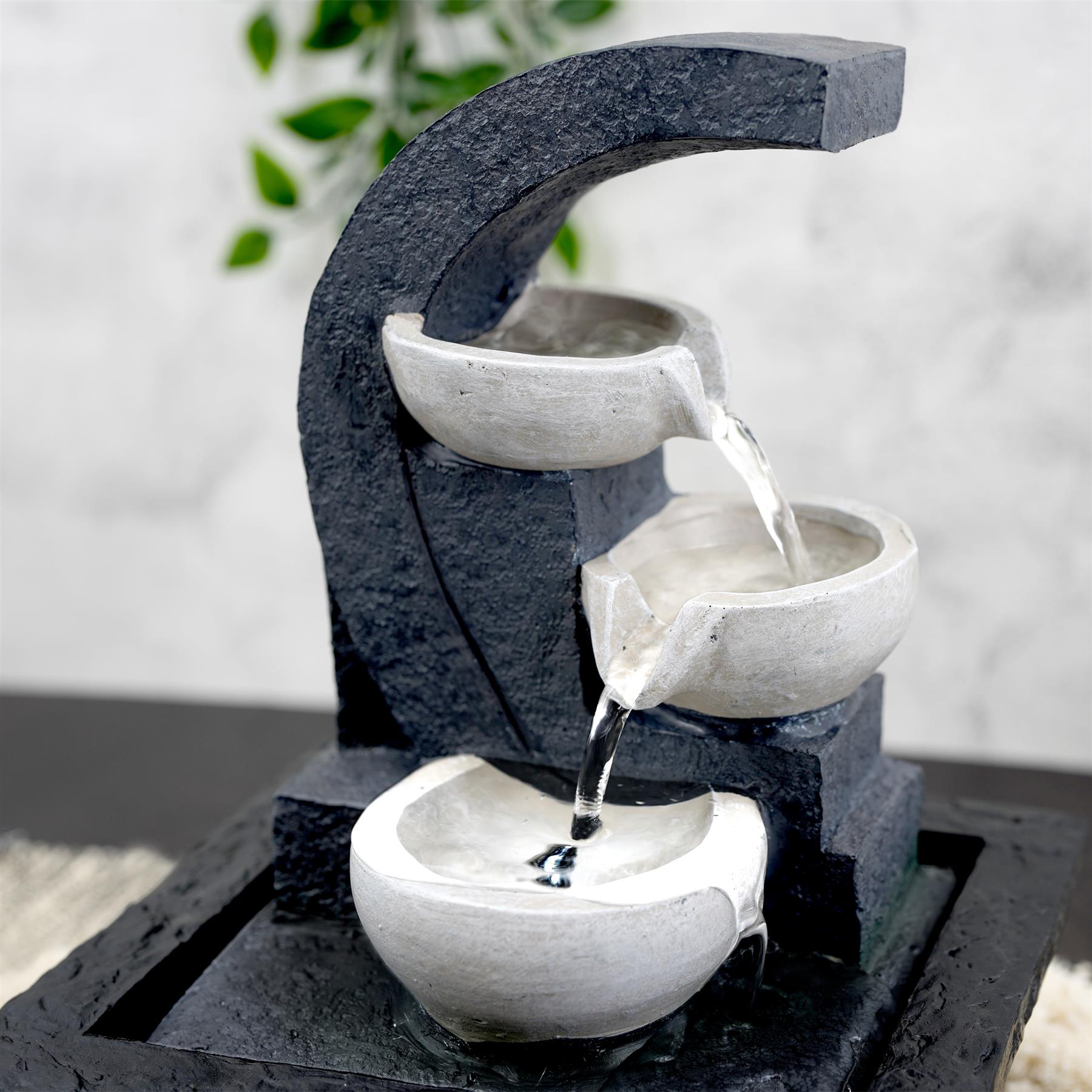 White Bowls Water Feature Indoor With LED by GEEZY - The Magic Toy Shop