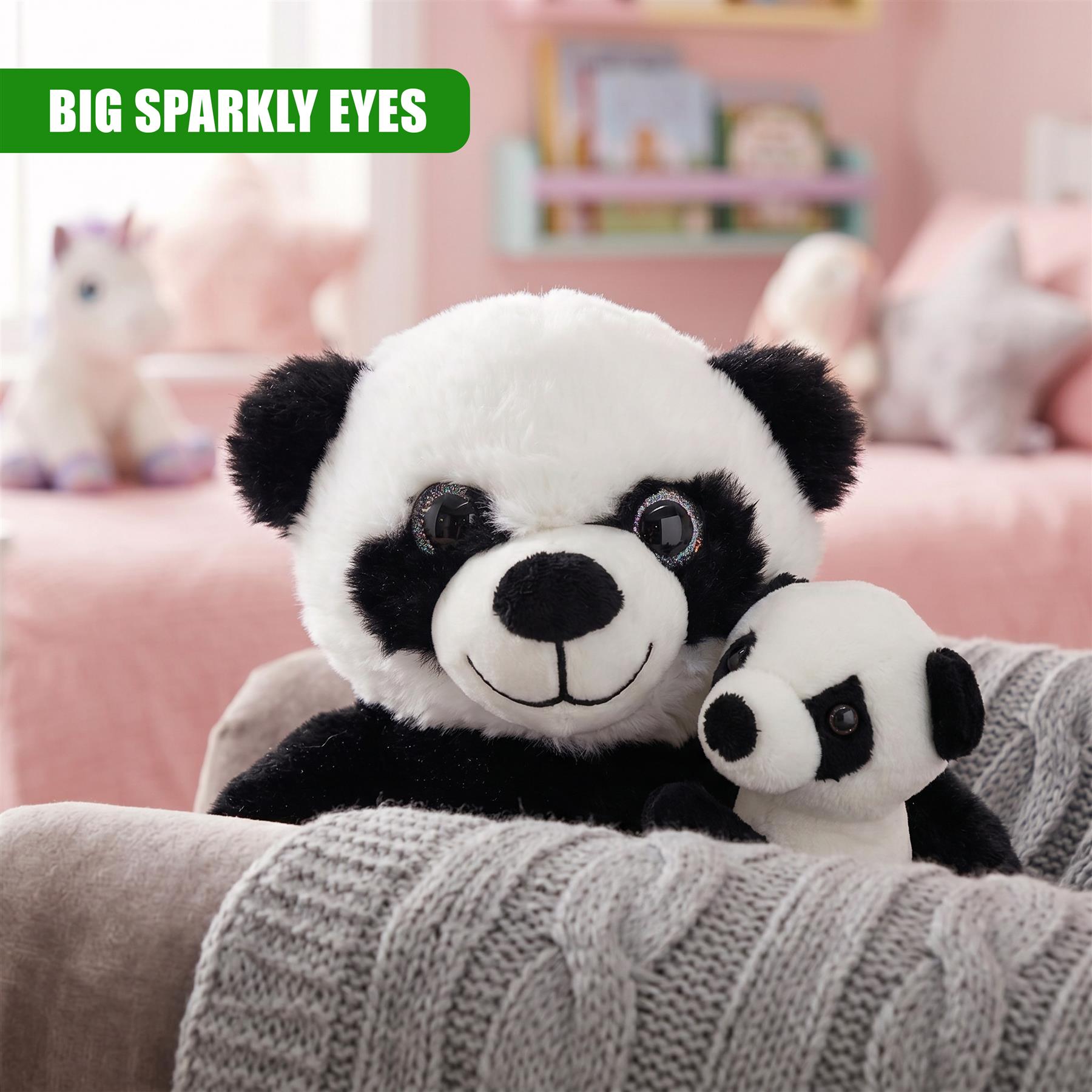 9.5" Mum & Baby Panda Soft Toy