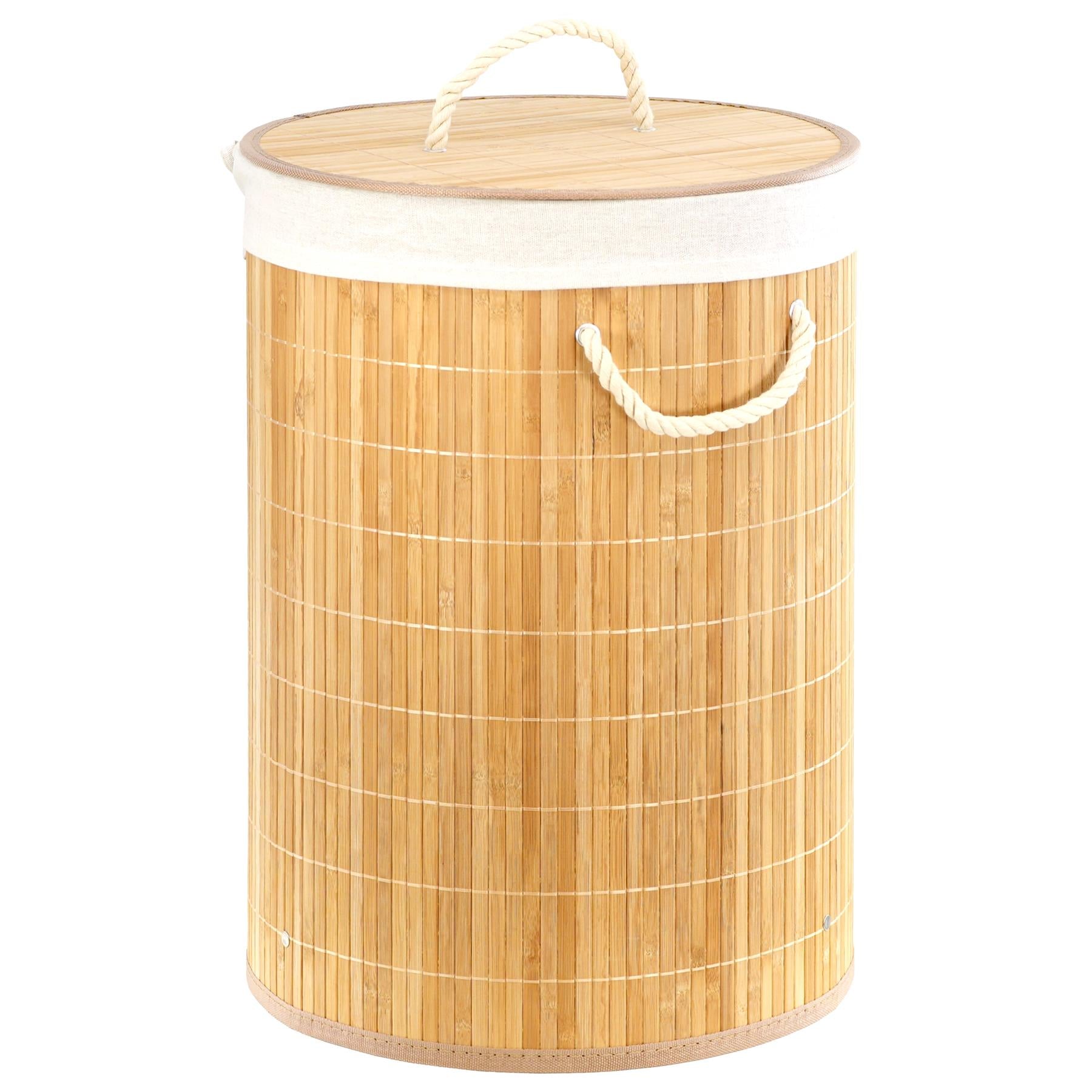 Round Bamboo Laundry Hamper 48L