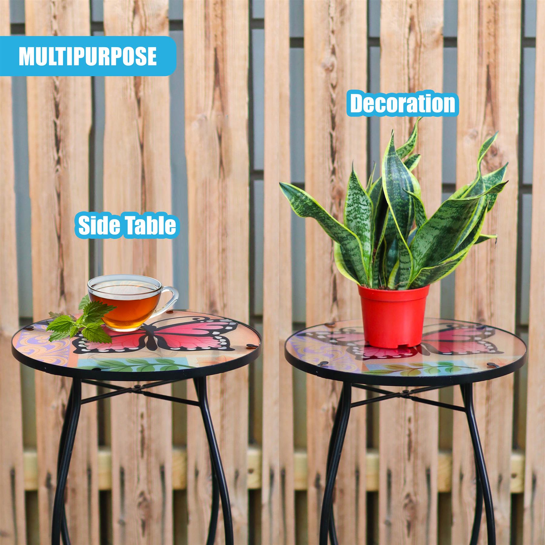 Round Side Mosaic Table With Large Butterfly Design by GEEZY - The Magic Toy Shop