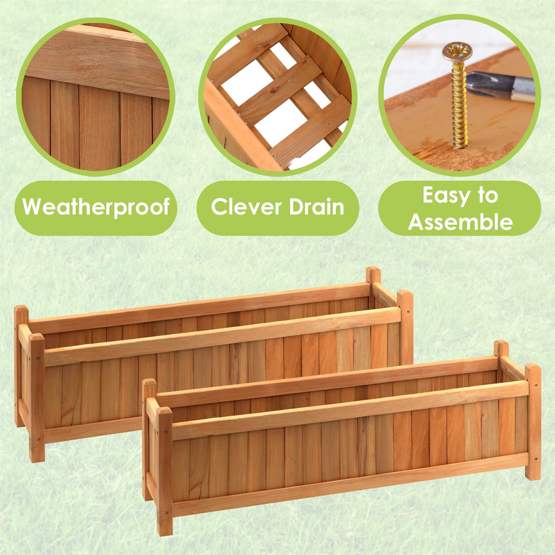 Wooden Large Rectangular Planters 2 Pack by GEEZY - The Magic Toy Shop