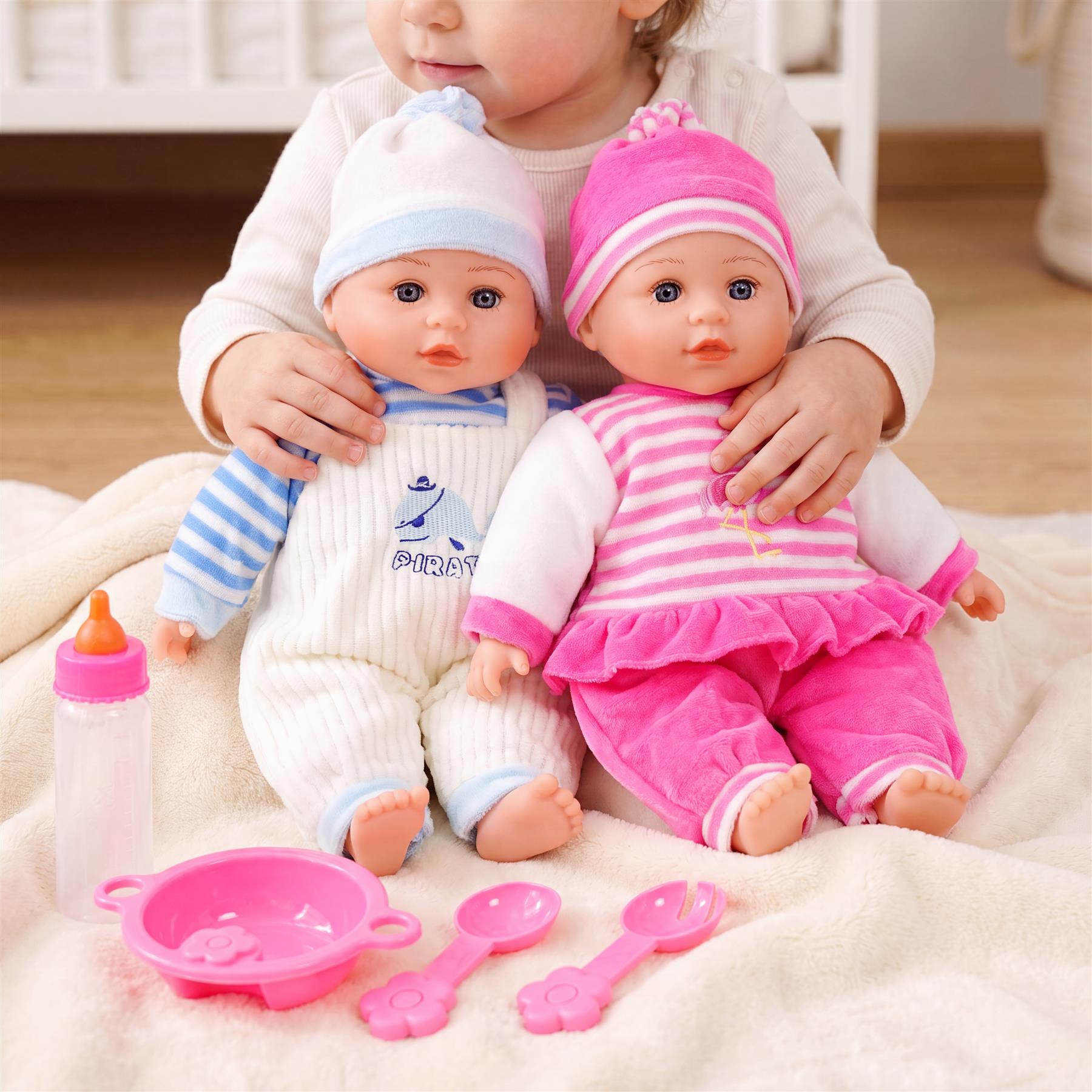 BiBi Twin Baby Dolls & Accessories (33 cm / 13")