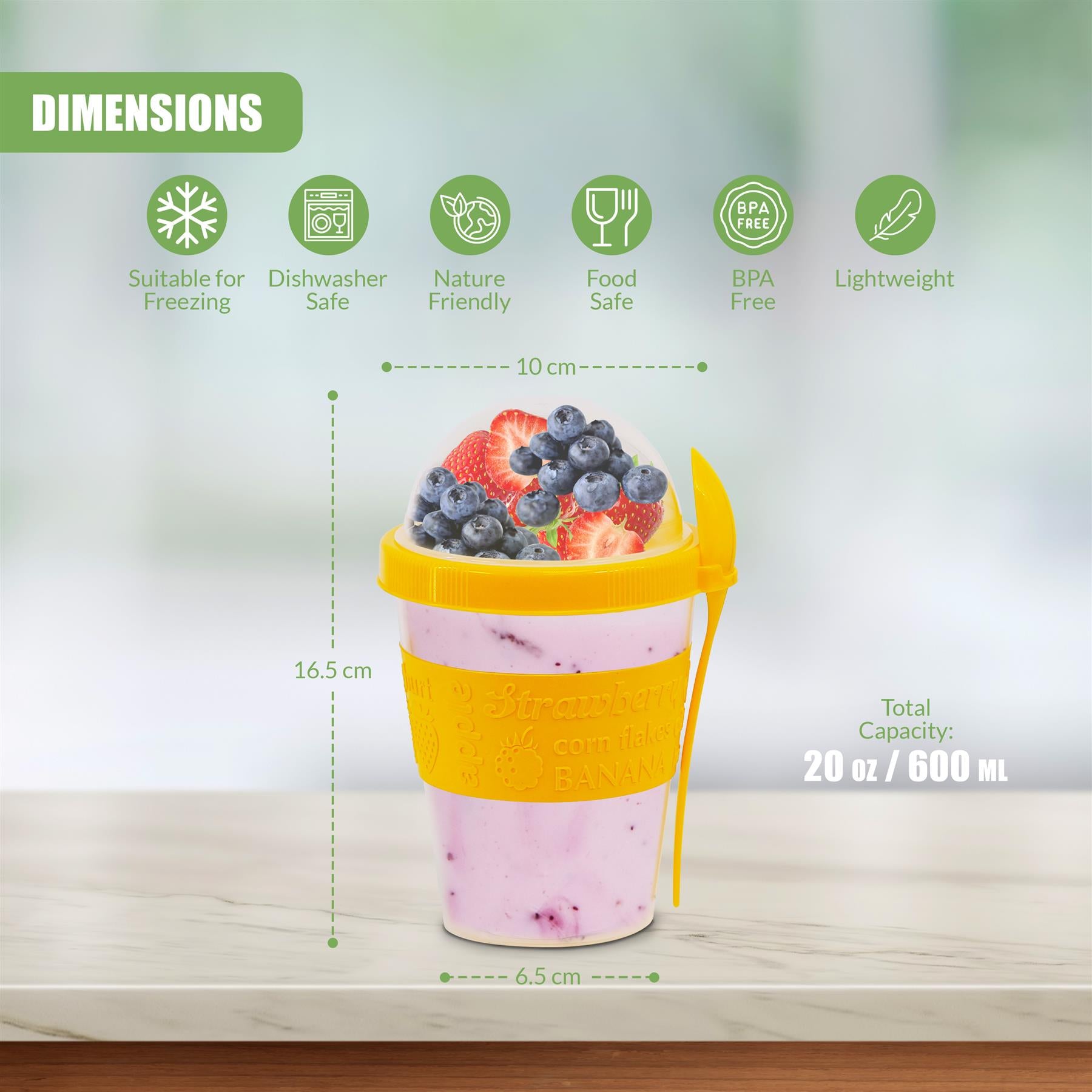 Yogurt Mug with Compartment and Spoon by GEEZY - The Magic Toy Shop