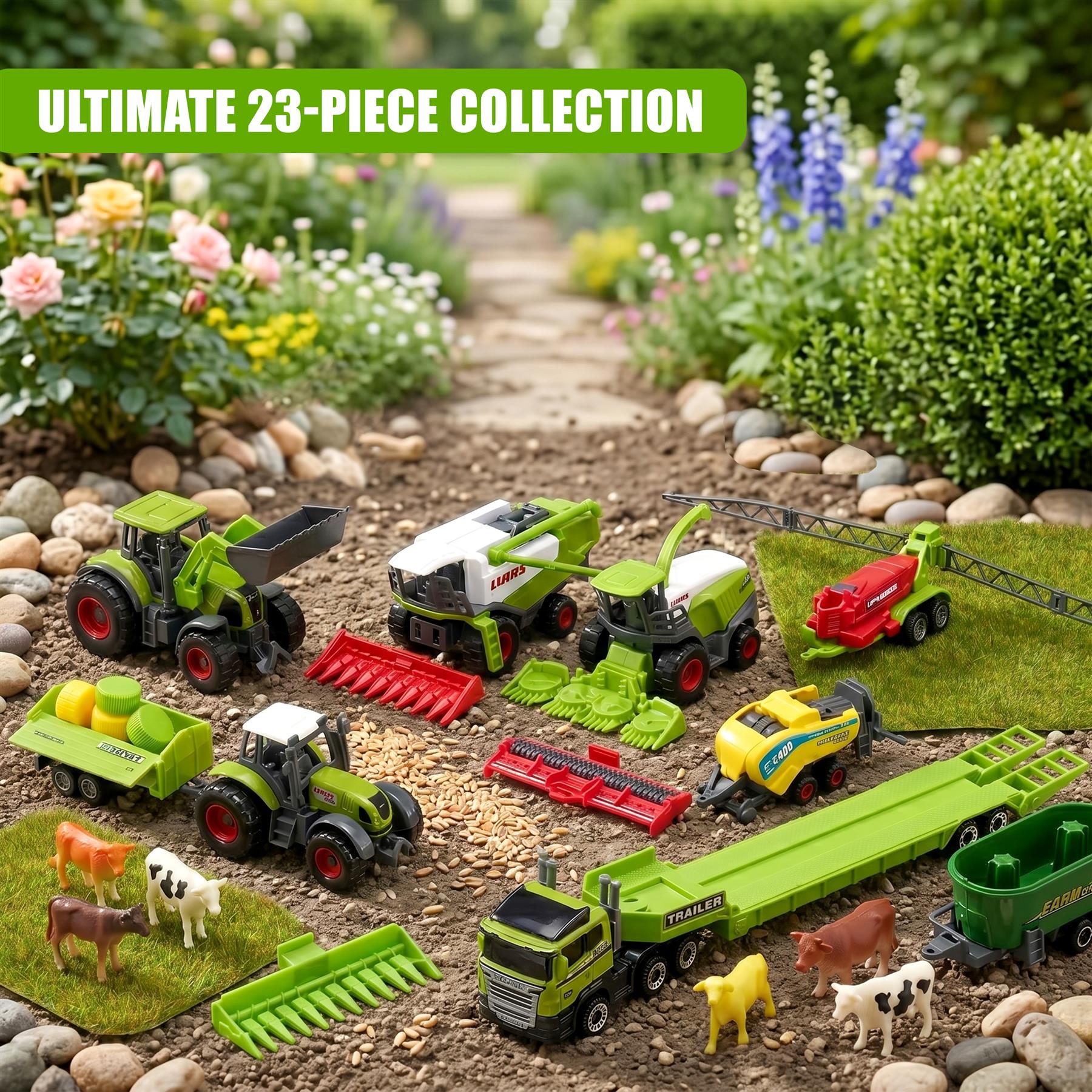 23 Piece Die Cast Farm Tractor & Animals Play Set