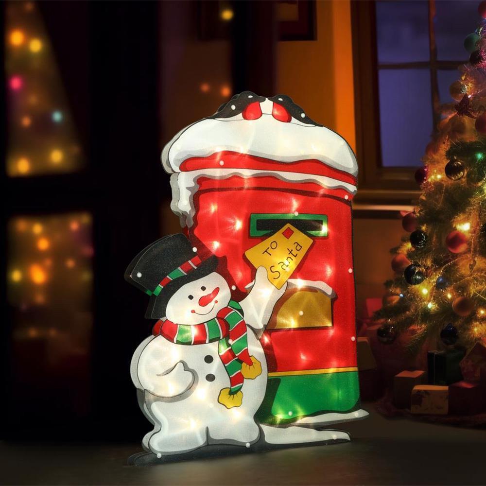 Christmas Silhouette Lights Postbox Snowman by GEEZY - The Magic Toy Shop