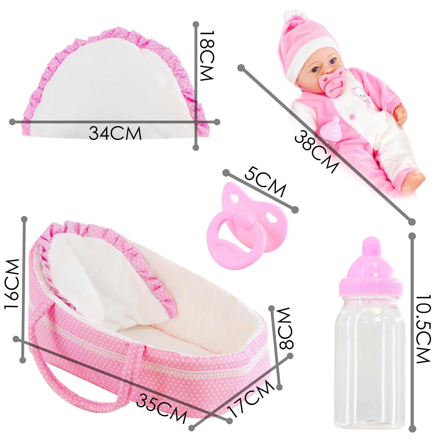 BiBi Baby Doll in Carry Cot (38 cm / 15") by The Magic Toy Shop - The Magic Toy Shop
