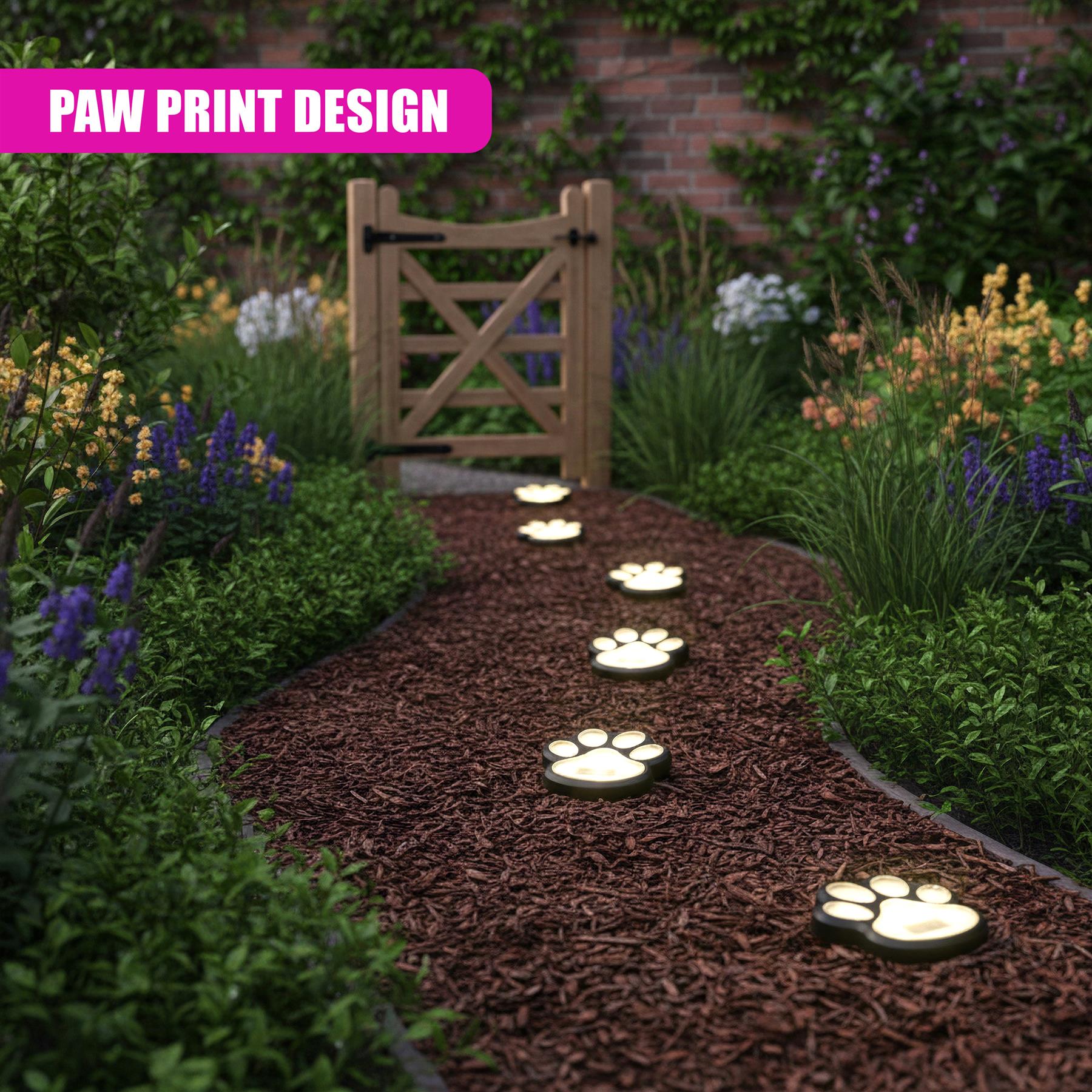 Paw Print Solar Stake Light, Set of 4