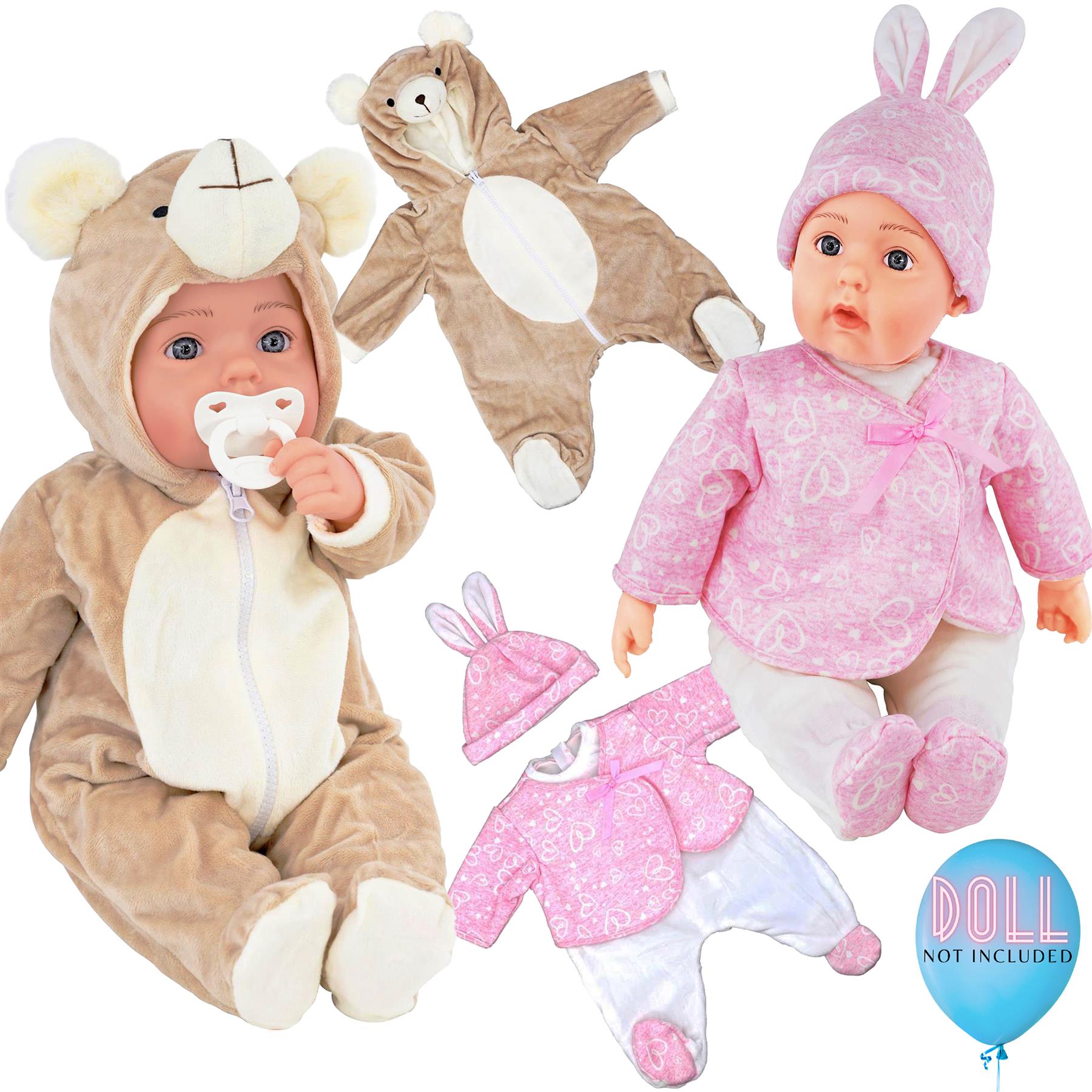 BiBi Outfits - Set of Two Clothes (Bear & Pink Bunny) (50 cm / 20") by BiBi Doll - The Magic Toy Shop