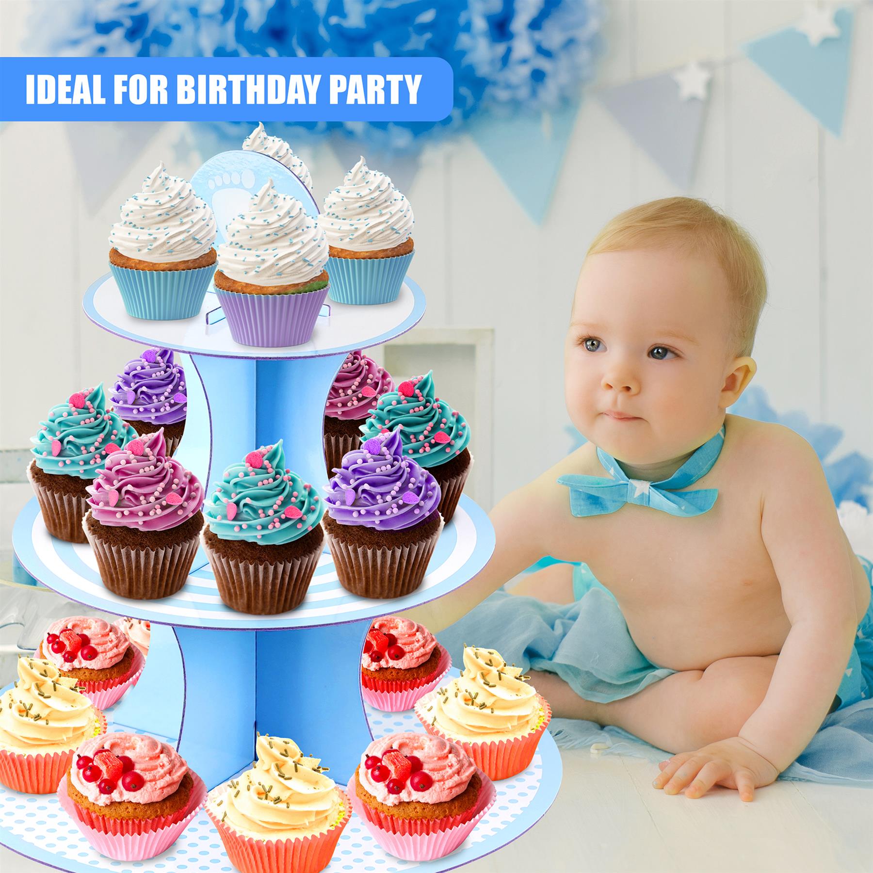 3 Tier Cardboard Cupcake Stand by GEEZY - The Magic Toy Shop