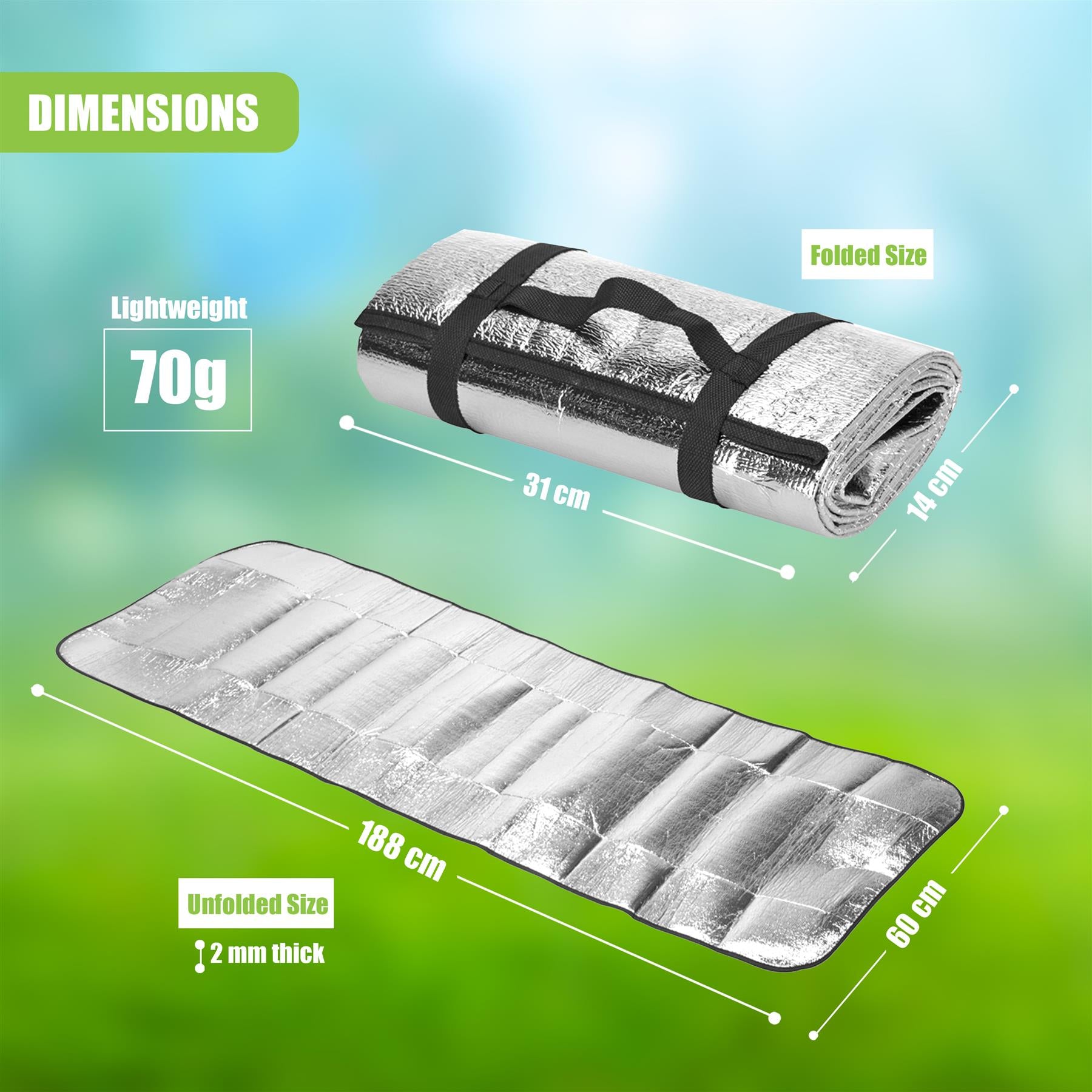 Foldable Camping Mat Aluminium Foil Foam Blanket Sleeping Pad by GEEZY - The Magic Toy Shop