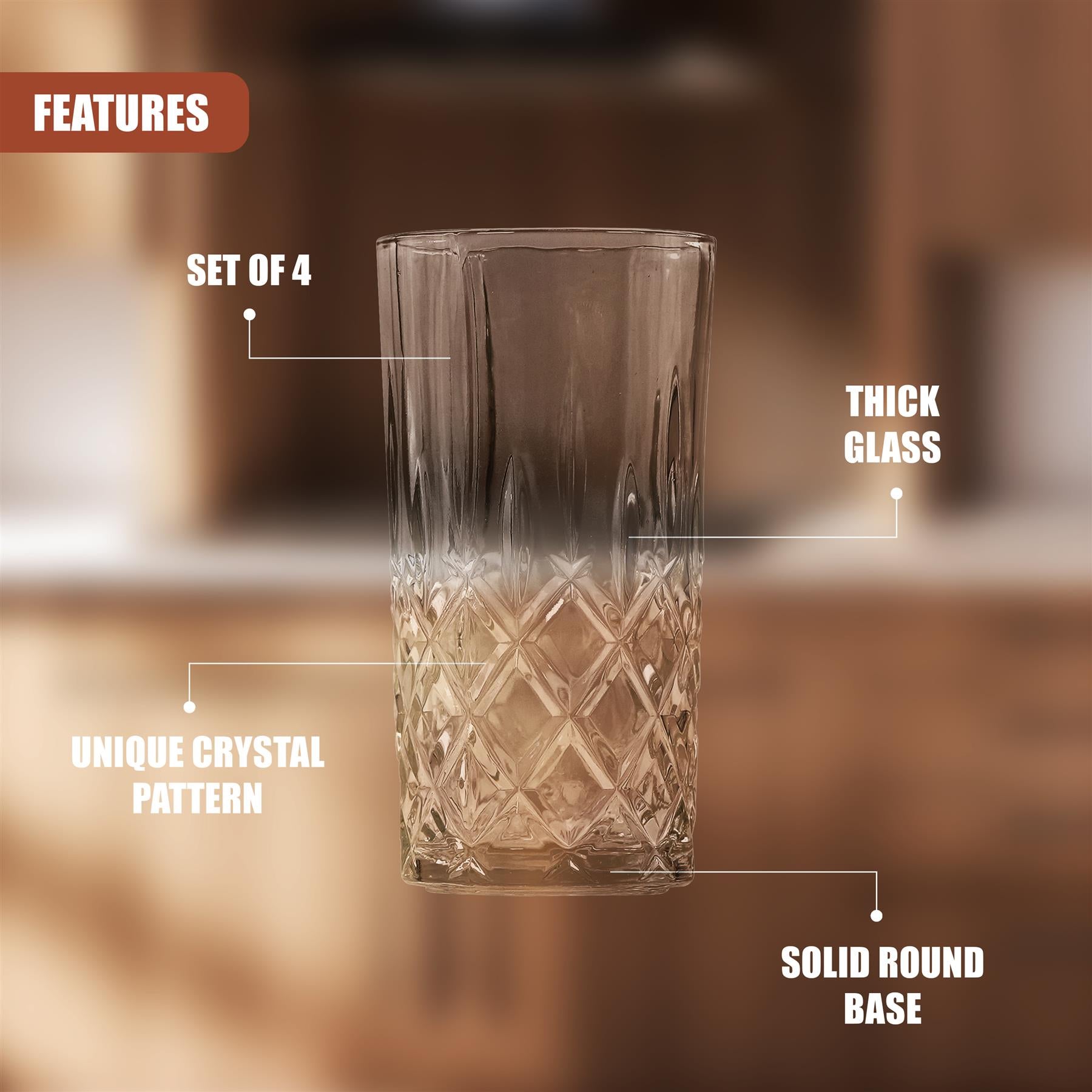 Set of 4 300mL Whisky Drinking Glasses by GEEZY - The Magic Toy Shop
