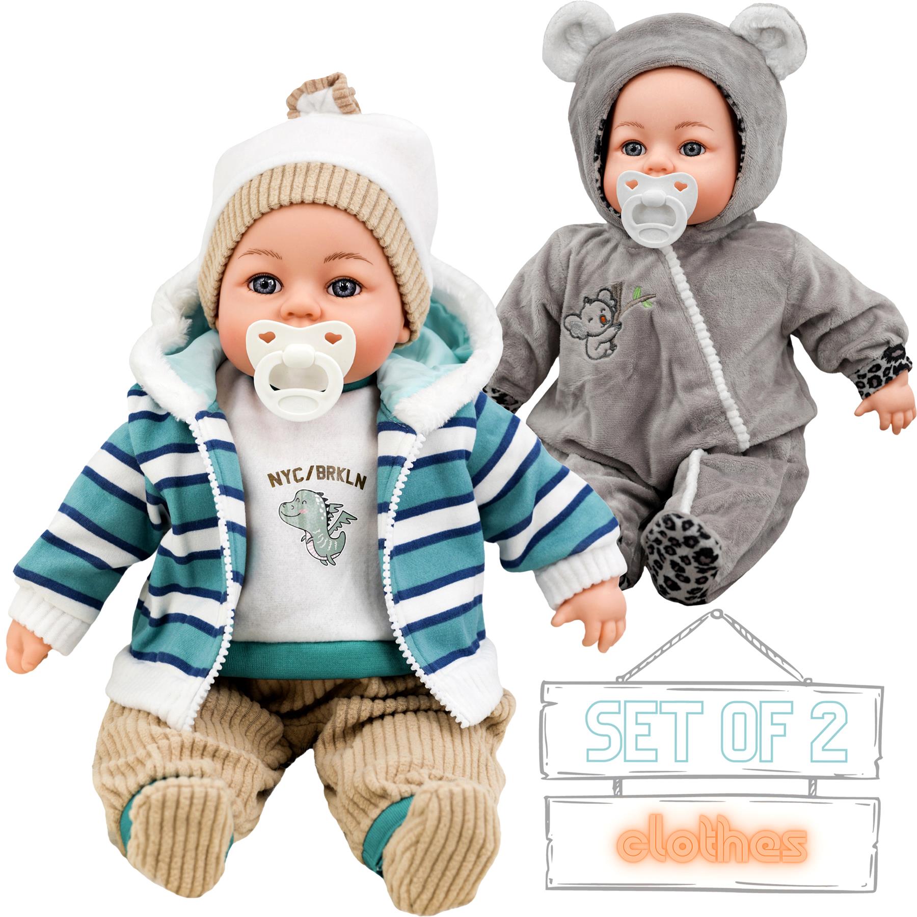 BiBi Outfits - Set of Two Doll Clothes (Koala & Stripy) (45 cm / 18") by BiBi Doll - The Magic Toy Shop