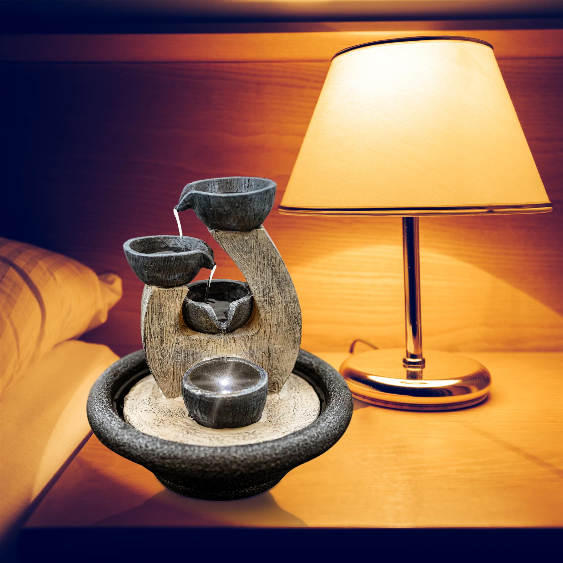 4 Bowls Water Feature Indoor With LED by GEEZY - The Magic Toy Shop