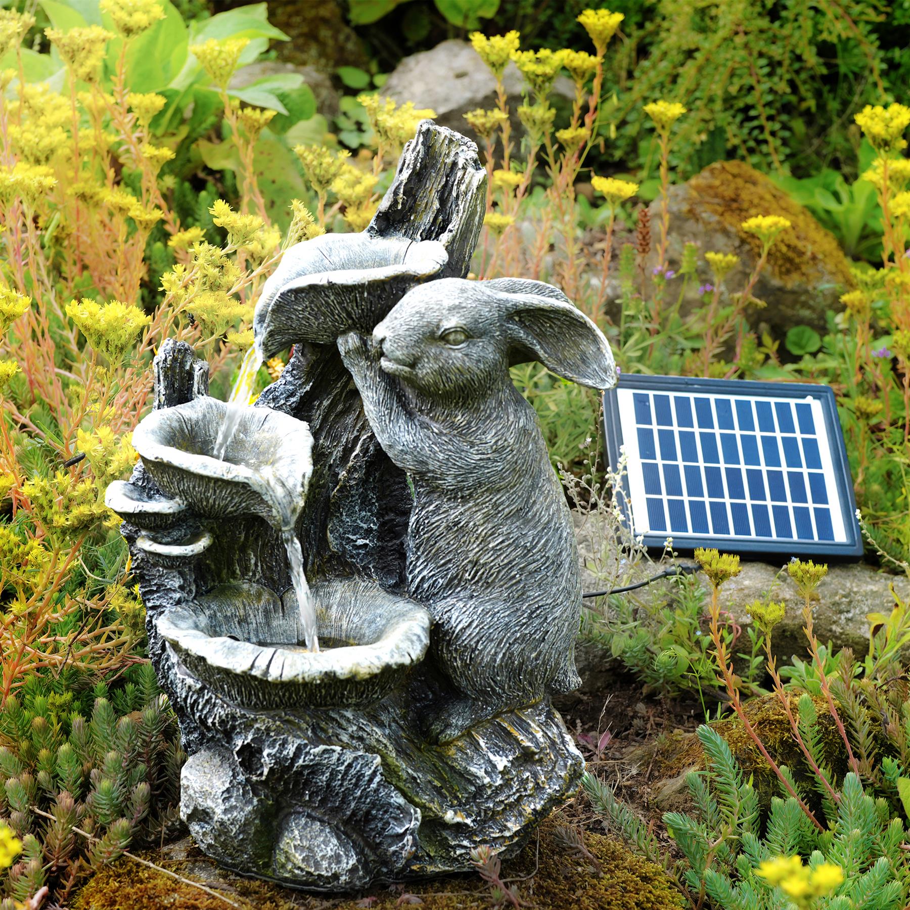 Rabbit Solar Water Feature Outdoor With LED by GEEZY - The Magic Toy Shop