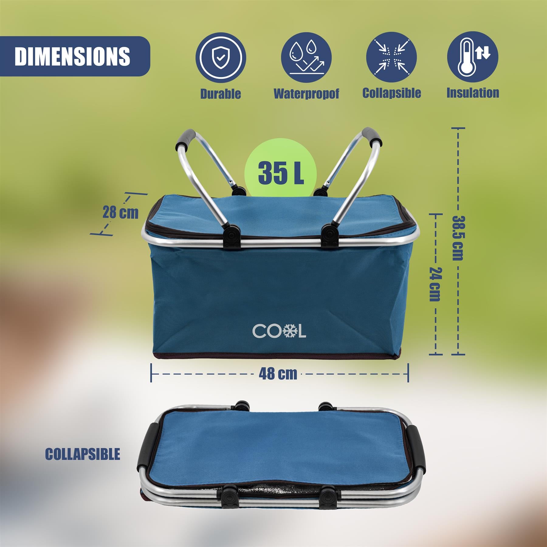 Navy Cooler Basket Bag by Geezy - The Magic Toy Shop