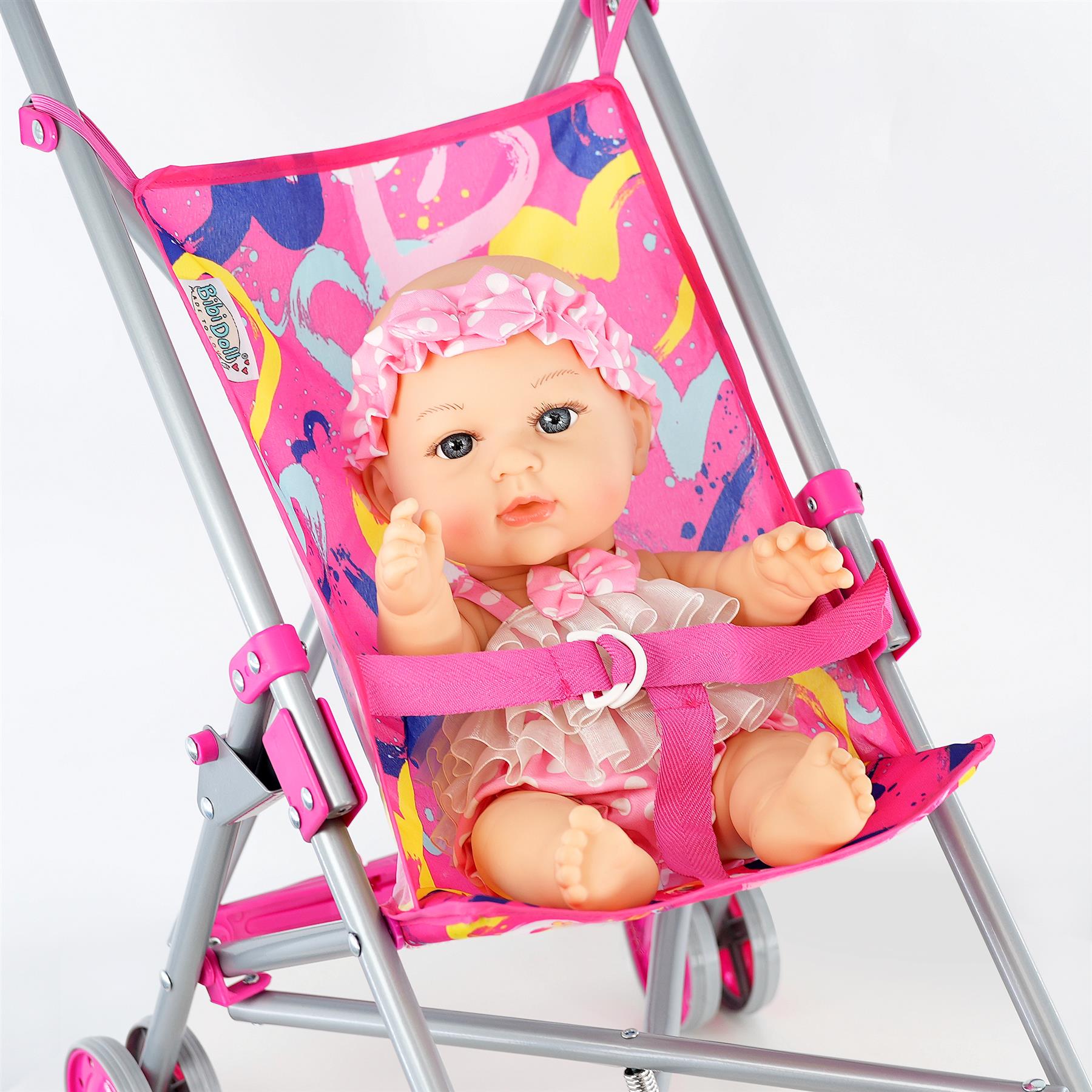 Baby Doll Pink Foldable Stroller by BiBi Doll - The Magic Toy Shop