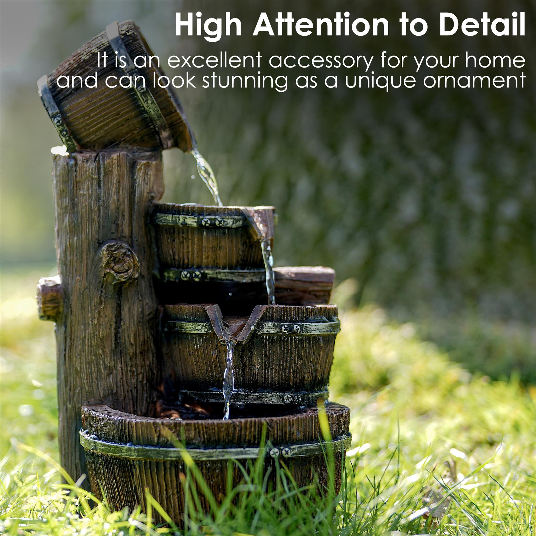 Barrel Water Feature Outdoor With LED by GEEZY - The Magic Toy Shop