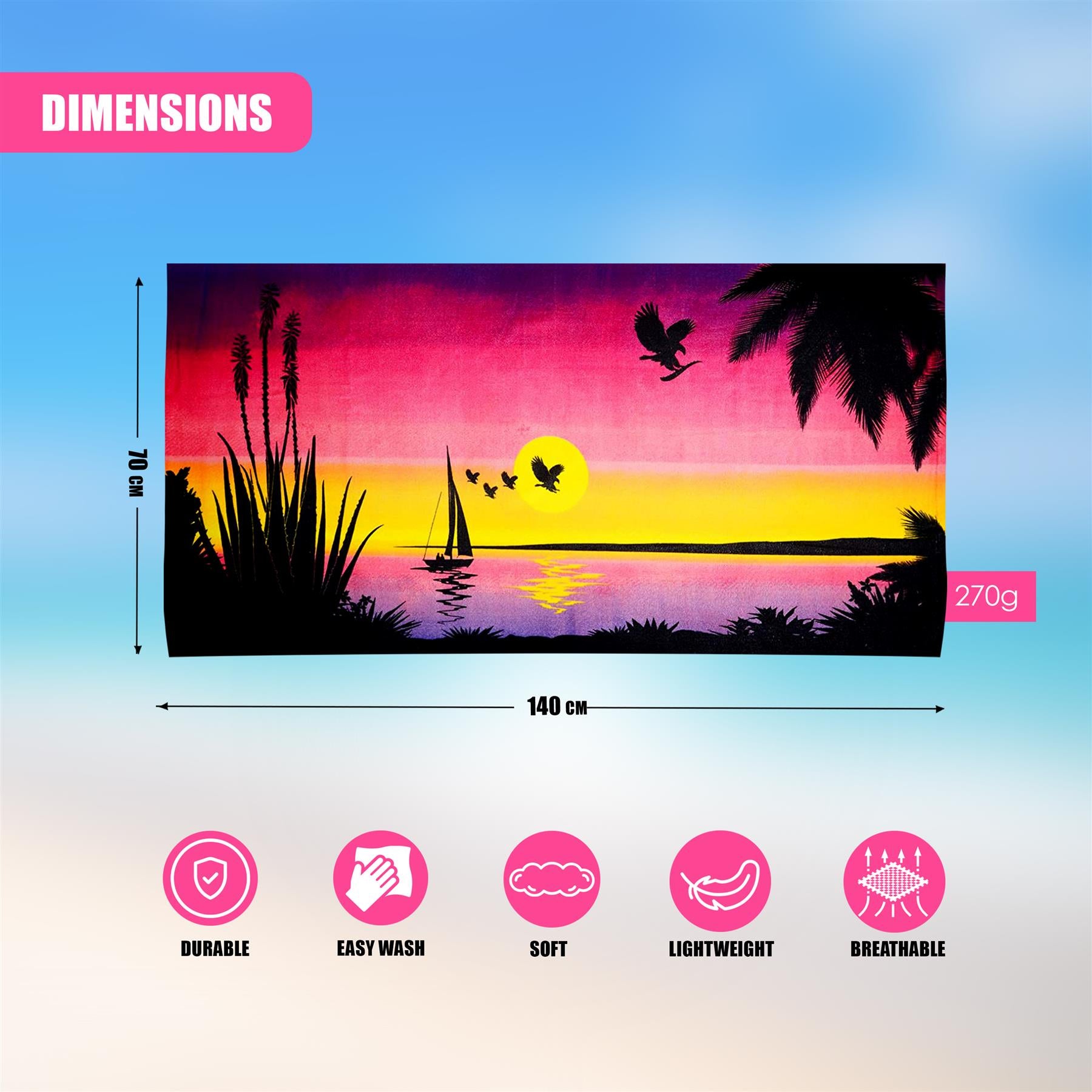 Sunrise Design Large Towel by Geezy - The Magic Toy Shop