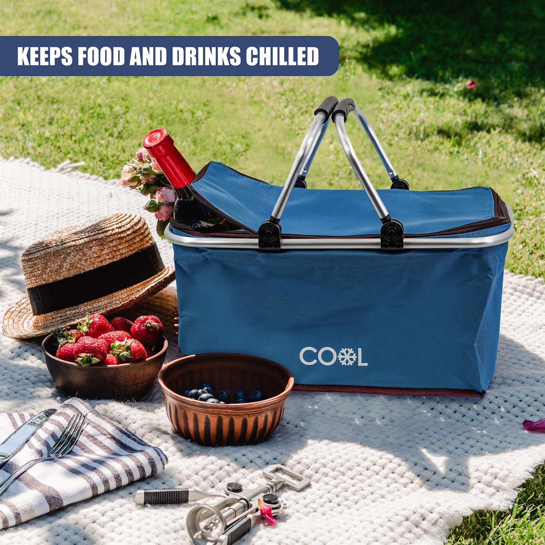 Navy Cooler Basket Bag by Geezy - The Magic Toy Shop