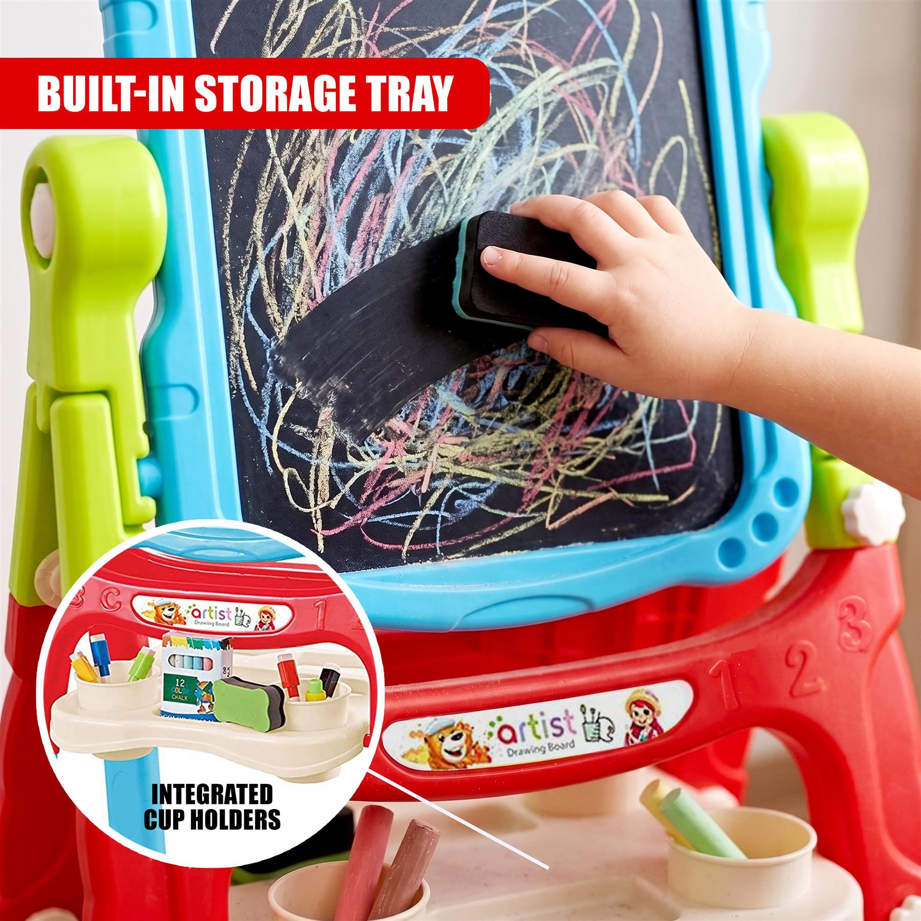 Blue Folding Double-Sided Magnetic Drawing Board