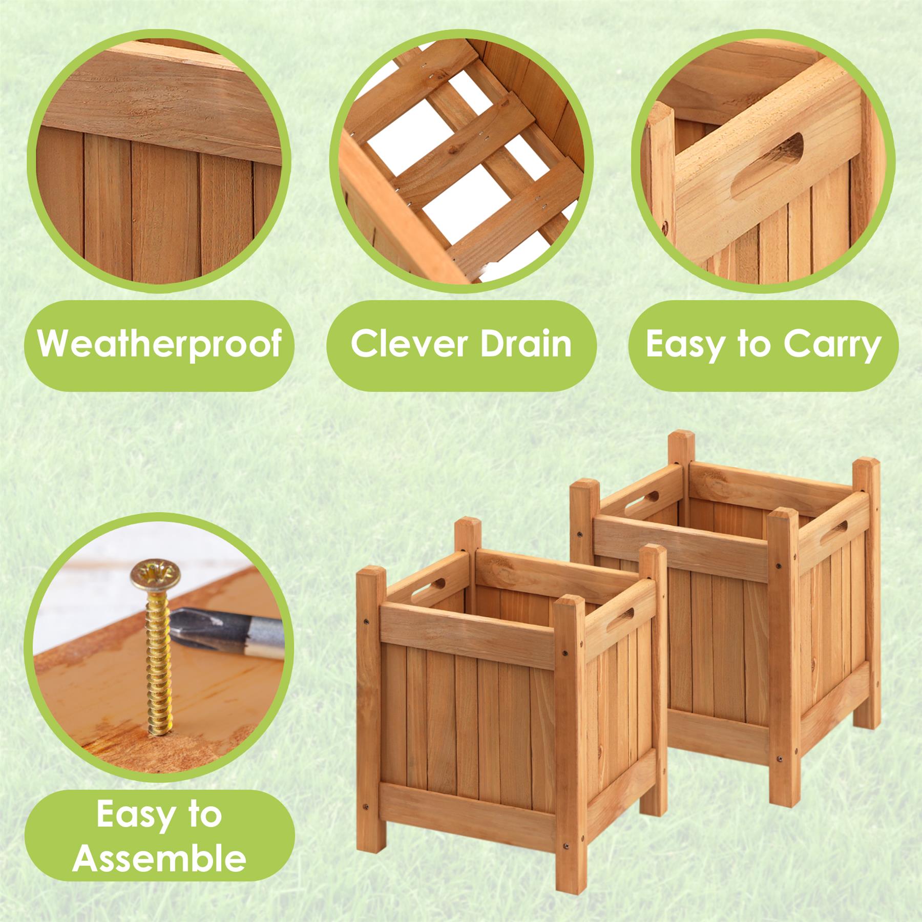 Wooden Planters Square Set of 2 by GEEZY - The Magic Toy Shop