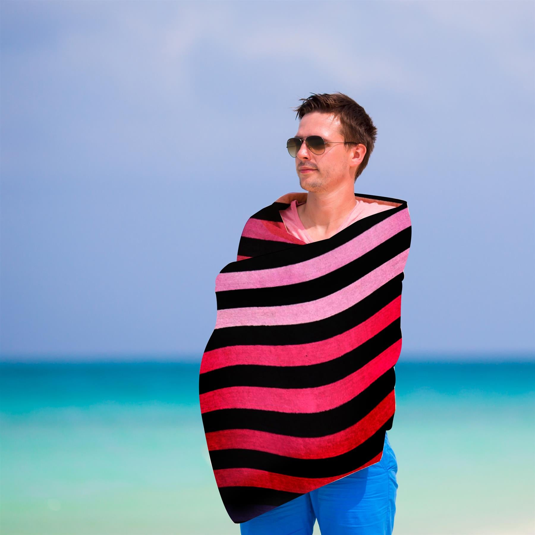 Large Velour Striped Beach Towel (Sunset) by GEEZY - The Magic Toy Shop