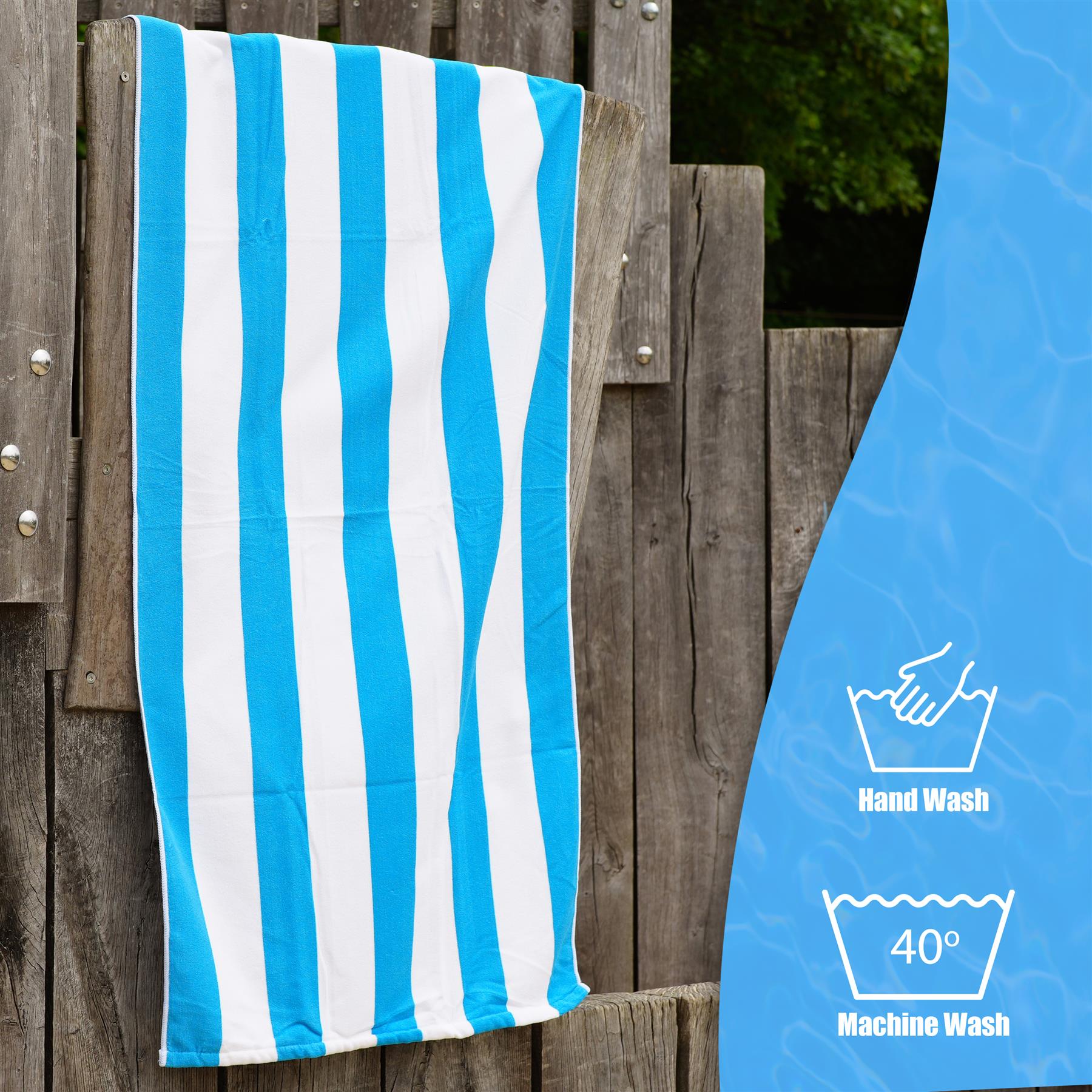 Beach Bath Towel Large Microfibre Blue Striped by GEEZY - The Magic Toy Shop