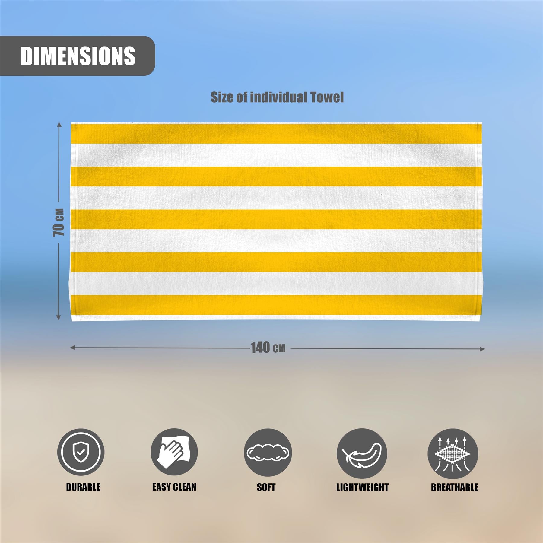 Striped Microfibre Beach Towels - Set of 4 by GEEZY - The Magic Toy Shop