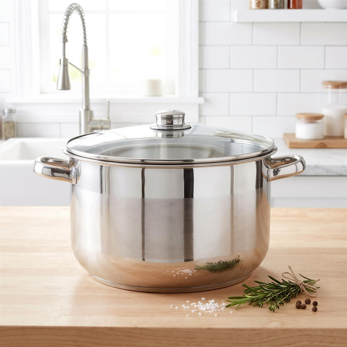 Stainless Steel Stock Pot with Lid - 16 L