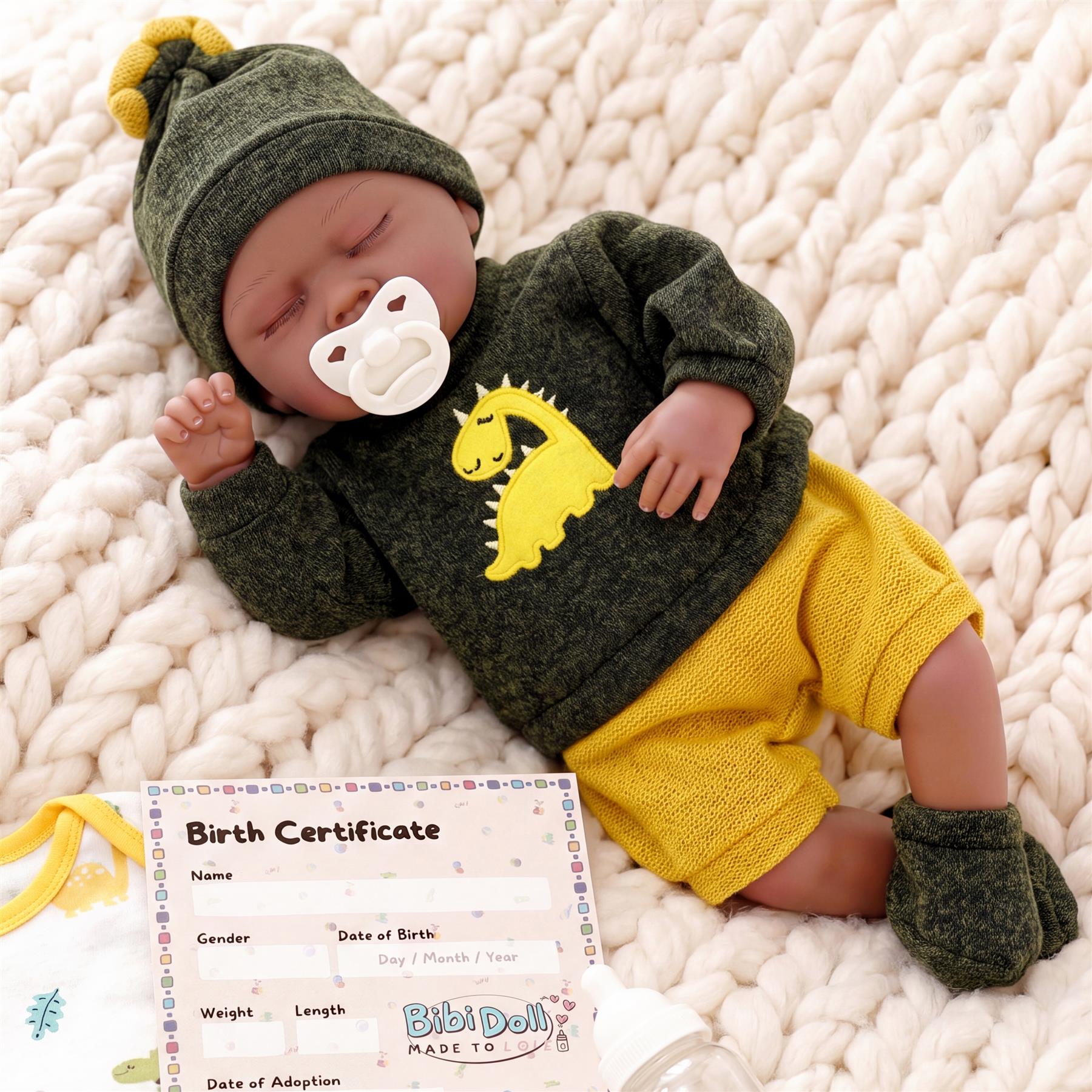 BiBi Black Doll Reborn Ethnic Sleeping Boy "Glorio" (50 cm / 20")