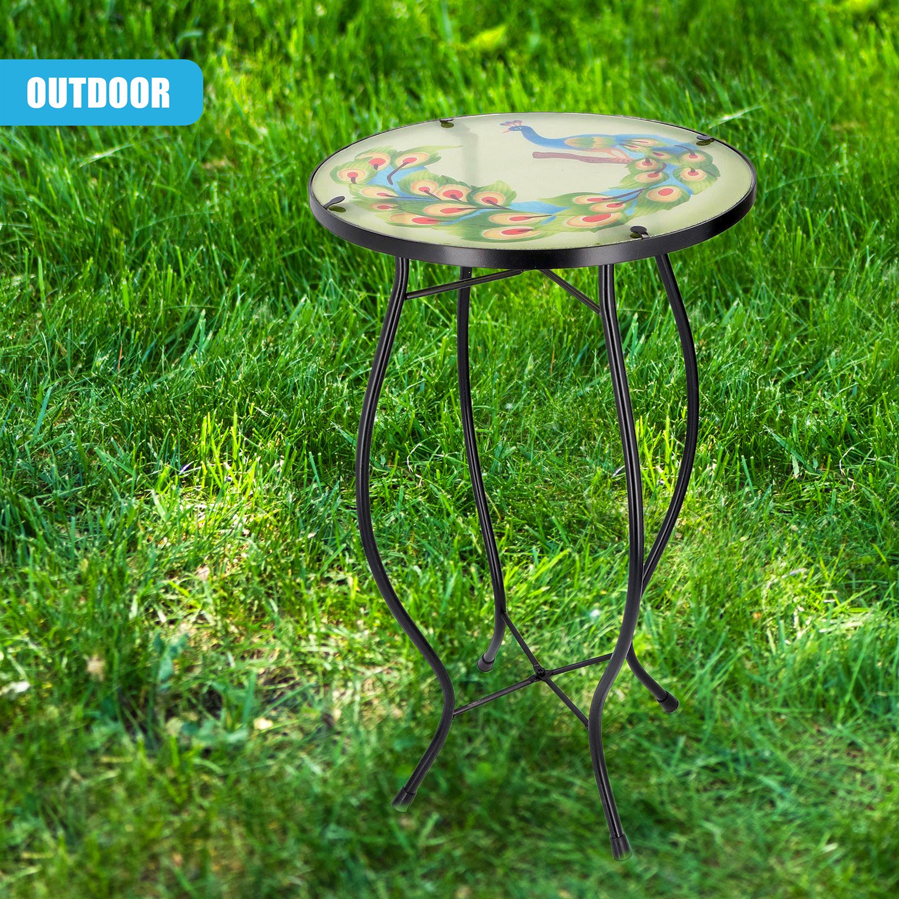 Round Side Mosaic Table With Peacock Design by GEEZY - The Magic Toy Shop