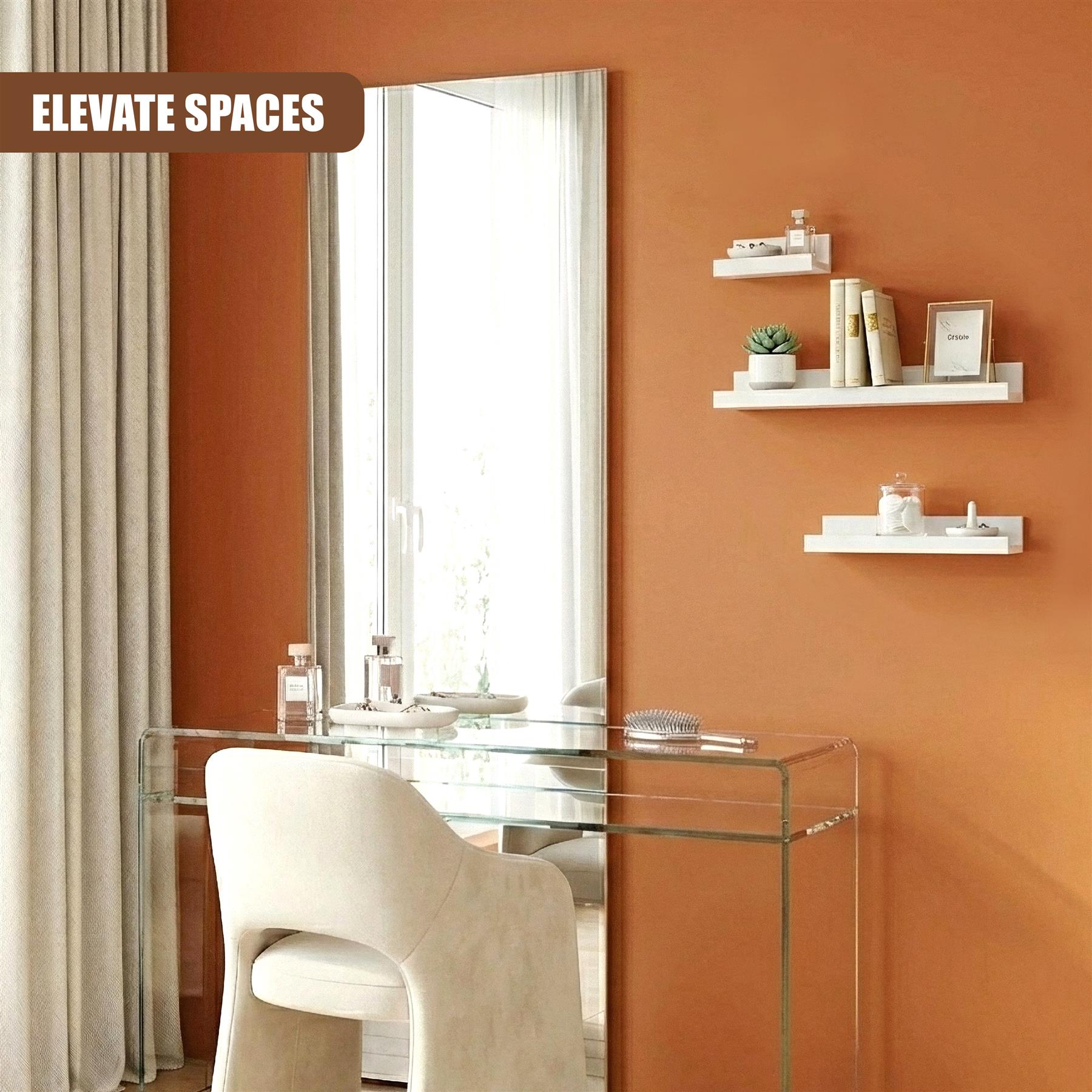 White Floating Wall Shelves Set of 3